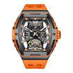Chunky Orange Skeleton Automatic Men’s sport wrist watch, skeleton style case with visible watch mechanism