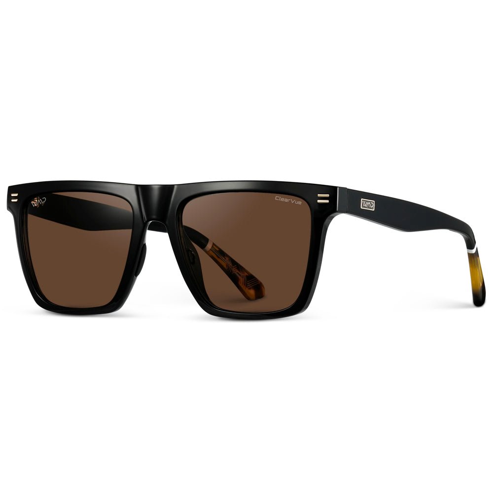 ACE Square Men's Golf Sunglasses in Glossy Black by WMP Eyewear - PUNCH Watch & Eyewear - WMP Eyewear