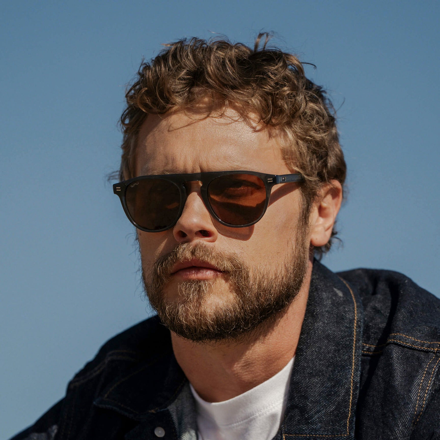 AXEL Men's Rounded Aviator Sunglasses in Crystal Steel Blue by WMP Eyewear - PUNCH Watch & Eyewear - WMP Eyewear