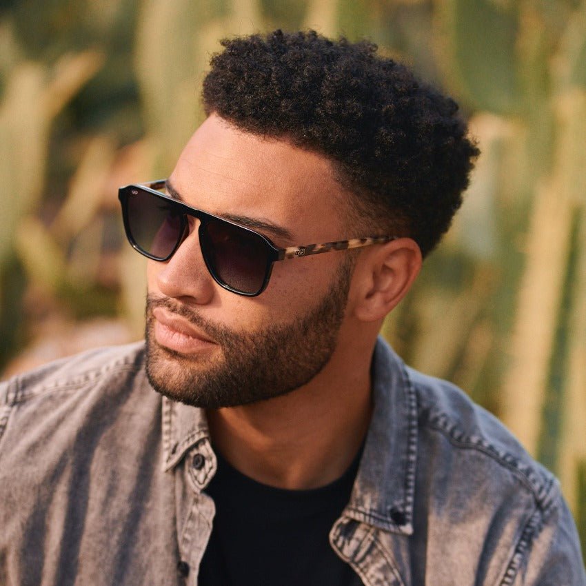 EMERSON Unisex Square Aviator Sunglasses in Black Beige Tort by WMP Eyewear - PUNCH Watch & Eyewear - WMP Eyewear