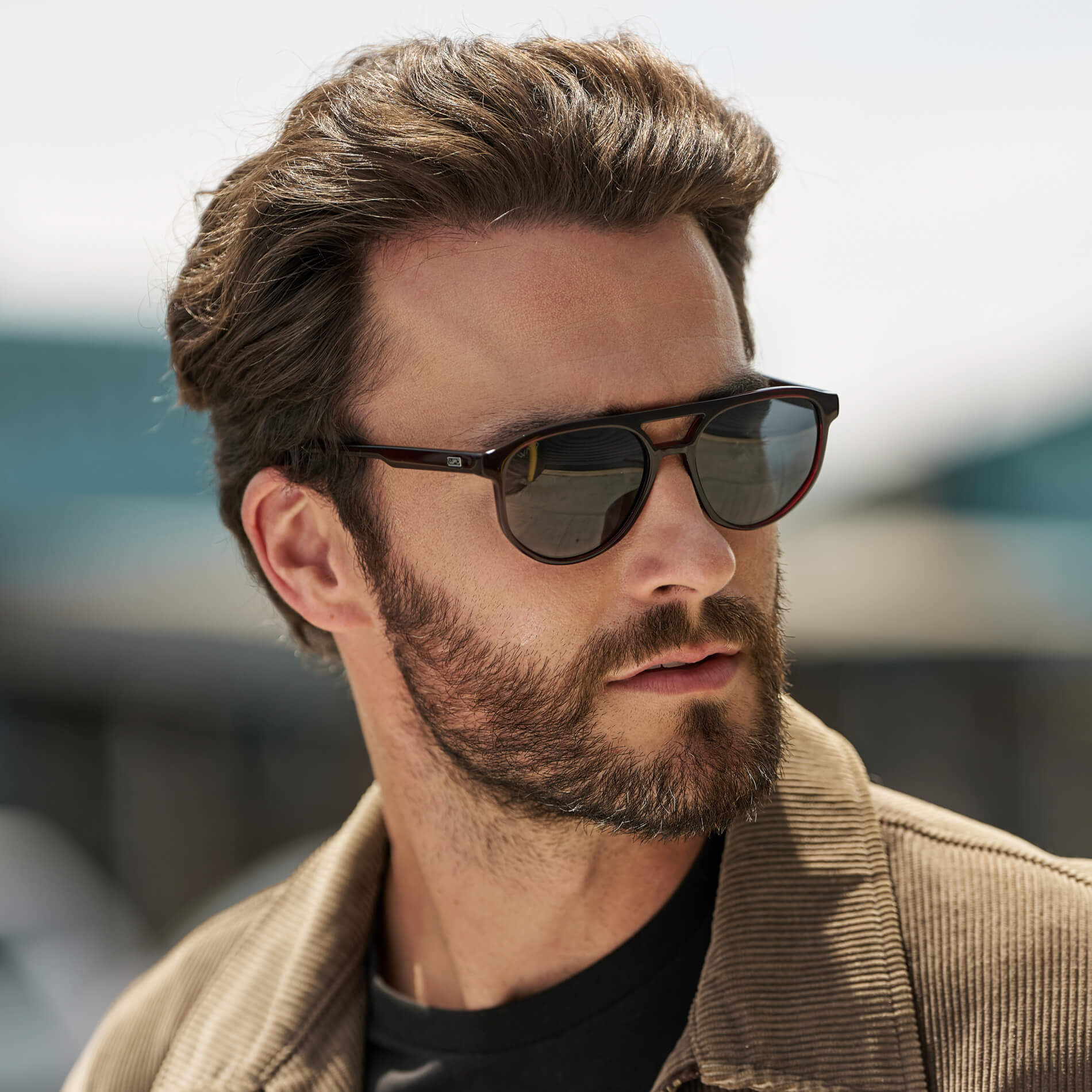 HUDSON Modern Men's Aviator Sunglasses in Red Garnet by WMP Eyewear - PUNCH Watch & Eyewear - WMP Eyewear