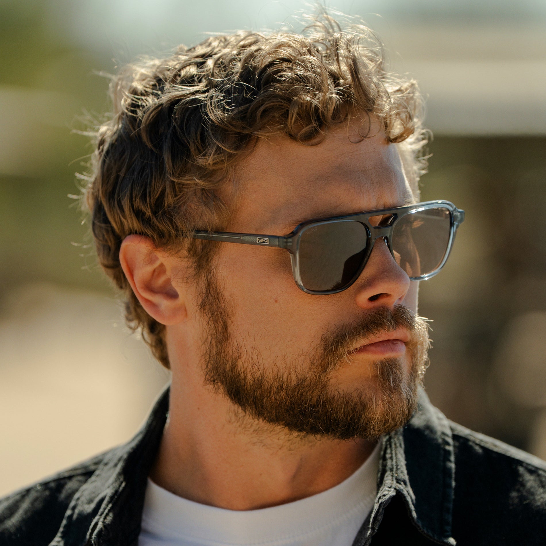 DEAN Polarised Oversized Aviator Sunglasses in Crystal Stone Blue by WMP Eyewear - PUNCH Watch & Eyewear - WMP Eyewear