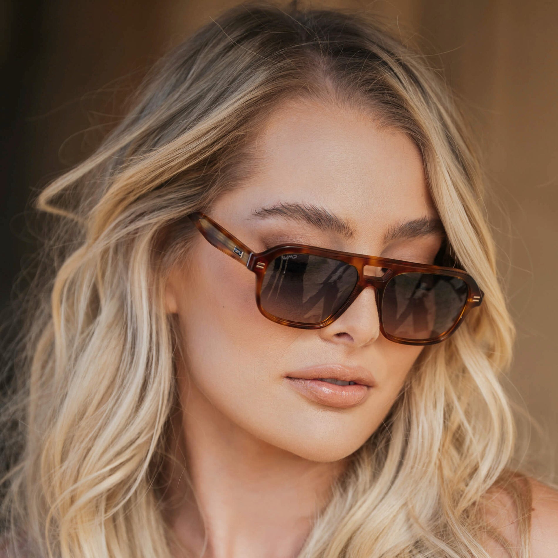 EMBER Women's Aviator Sunglasses in Saddlewood Tortoise by WMP Eyewear - PUNCH Watch & Eyewear - WMP Eyewear