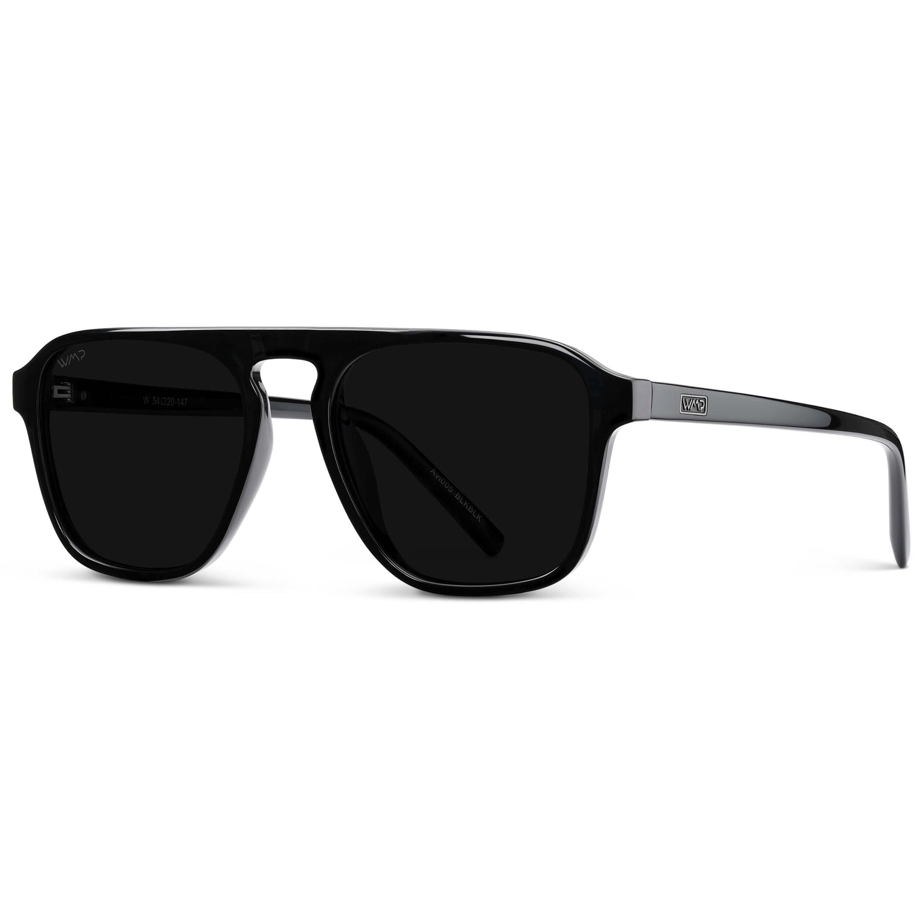 EMERSON Unisex Square Aviator Sunglasses in Triple Black by WMP Eyewear - PUNCH Watch & Eyewear - WMP Eyewear