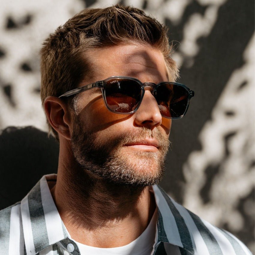 FRANCIS Men's Square Modern Retro Sunglasses in Crystal Stone Blue by WMP Eyewear - PUNCH Watch & Eyewear - WMP Eyewear