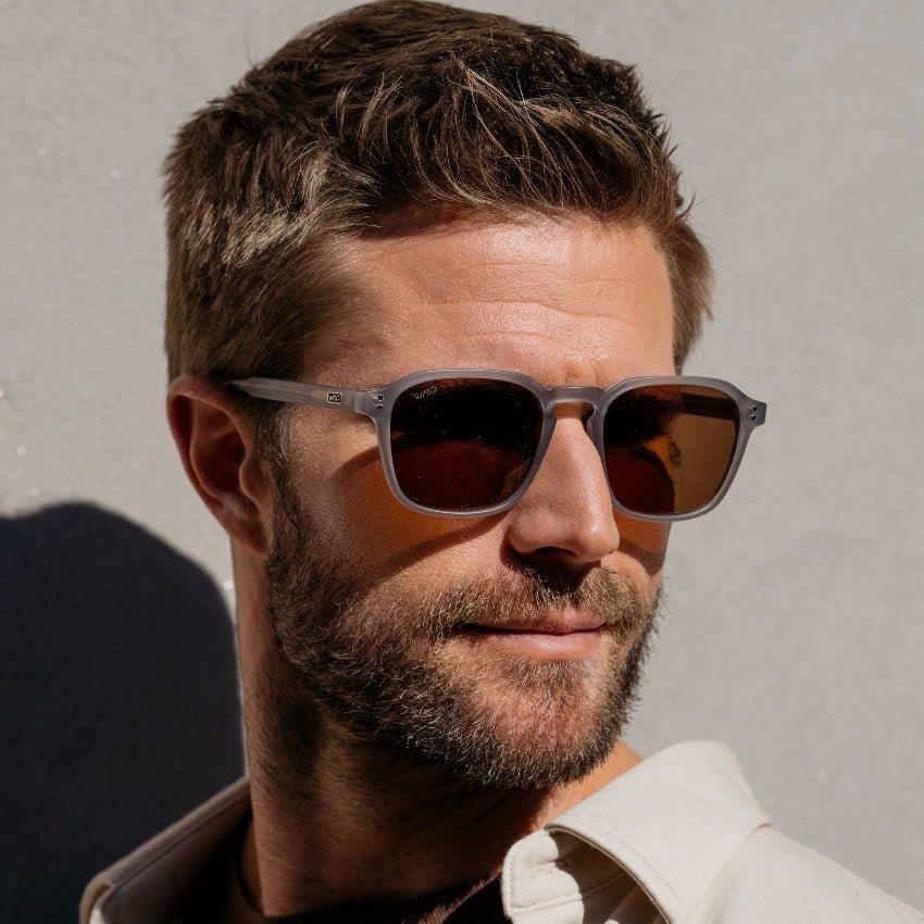 FRANCIS Men's Square Modern Retro Sunglasses in Moonrock Grey by WMP Eyewear - PUNCH Watch & Eyewear - WMP Eyewear