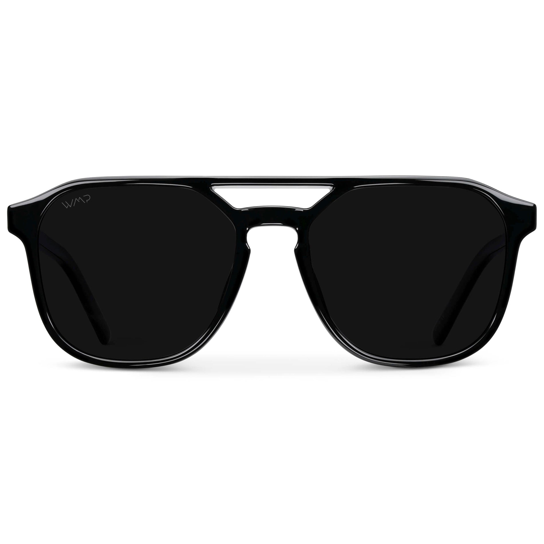 HUNTER Men's Double Bridge Aviator Sunglasses in Triple Black by WMP Eyewear - PUNCH Watch & Eyewear - WMP Eyewear