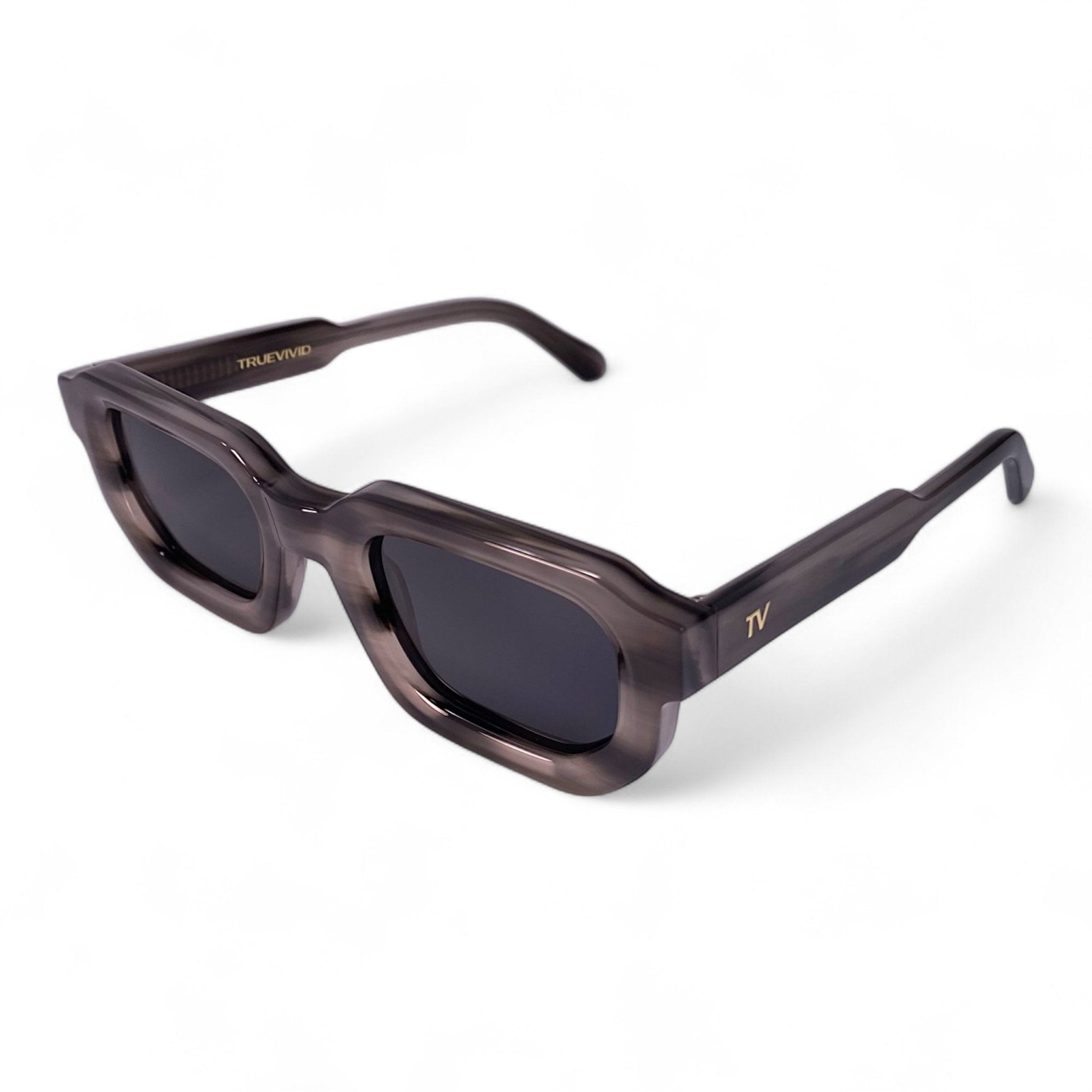 JUNA Hexagonal Thick Frame Polarised Sunglasses, Unisex, Grey Marble by TrueVivid - PUNCH Watch & Eyewear - TRUEVIVID