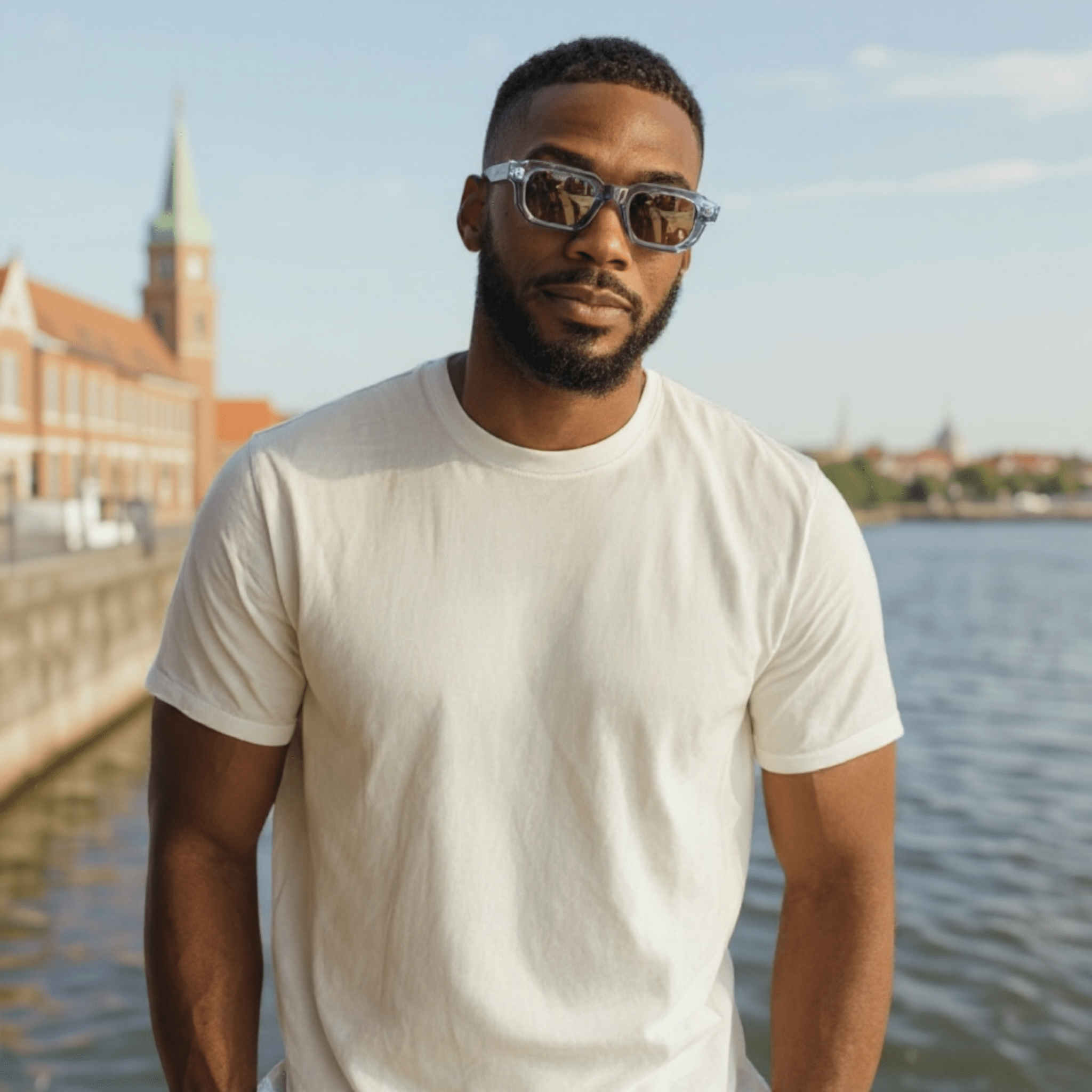 JUNA, Hexagonal Thick Frame Polarised Sunglasses, Unisex, Crystal Blue by TrueVivid - PUNCH Watch & Eyewear - TRUEVIVID