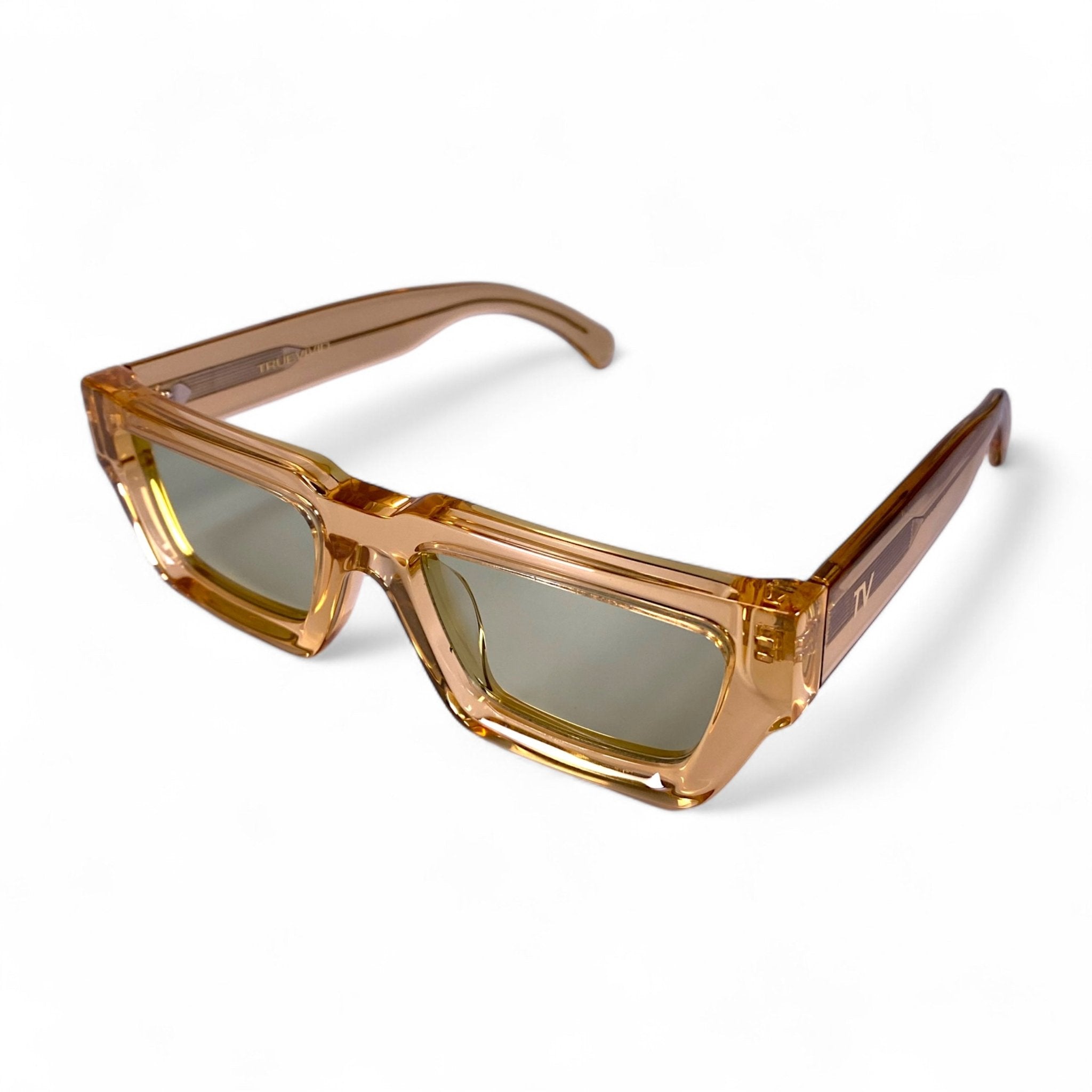 KLINT Bold Geometric Sunglasses, Champagne Light Green Lens by TrueVivid Eyewear - PUNCH Watch & Eyewear - TRUEVIVID