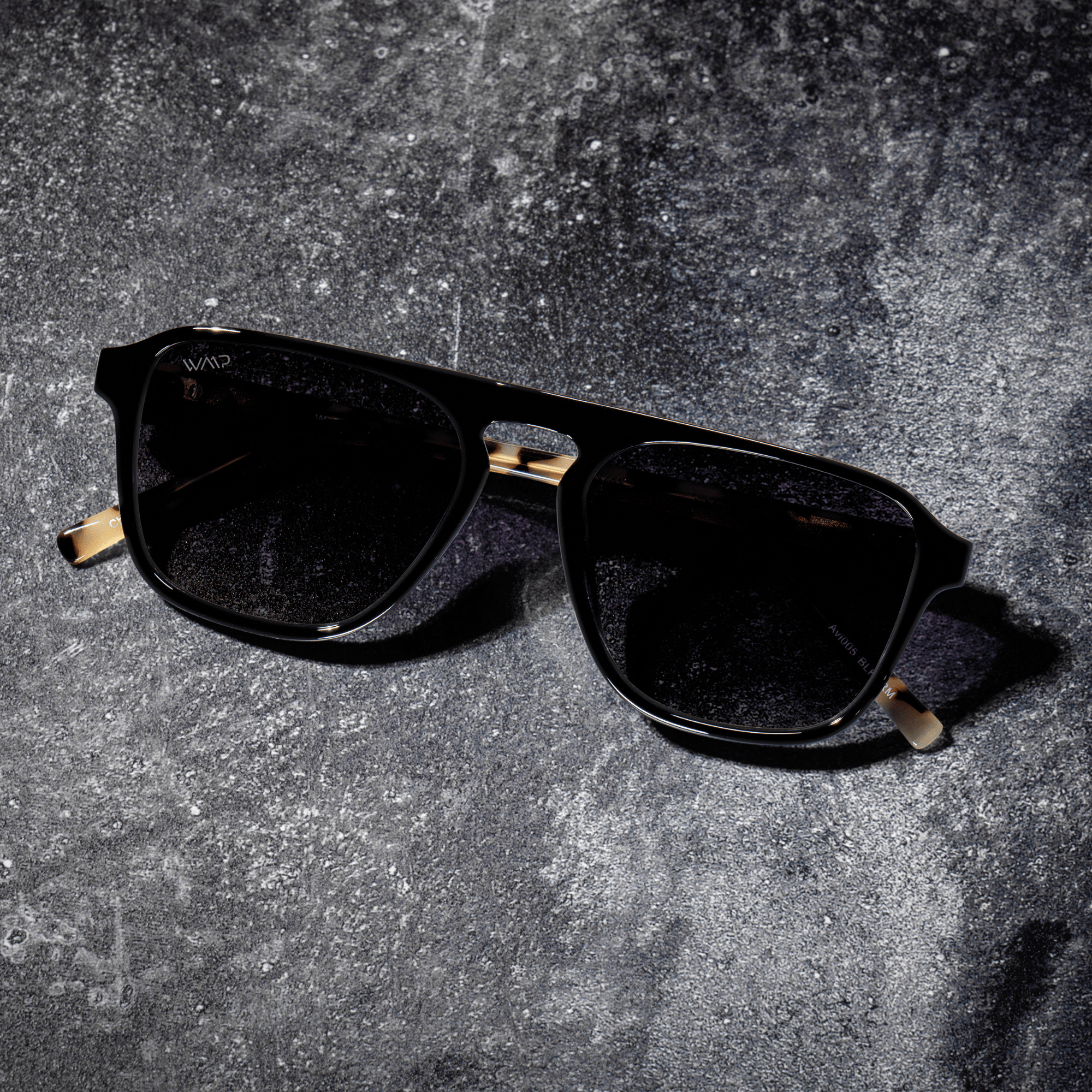 EMERSON Unisex Square Aviator Sunglasses in Black Beige Tort by WMP Eyewear - PUNCH Watch & Eyewear - WMP Eyewear