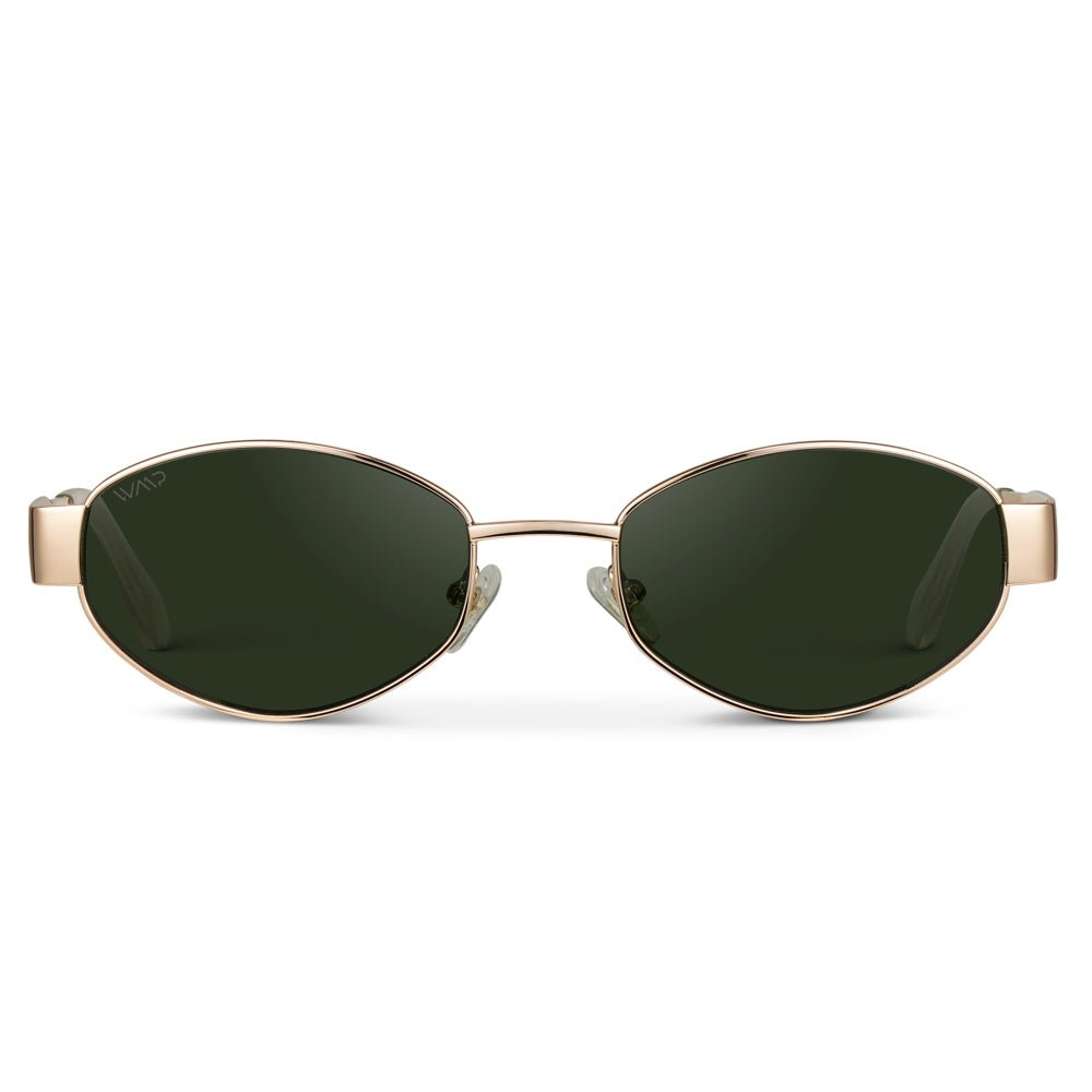 VERONA Oval Thick Framed Women's Sunglasses in Gold, Green by WMP Eyewear - PUNCH Watch & Eyewear - WMP Eyewear