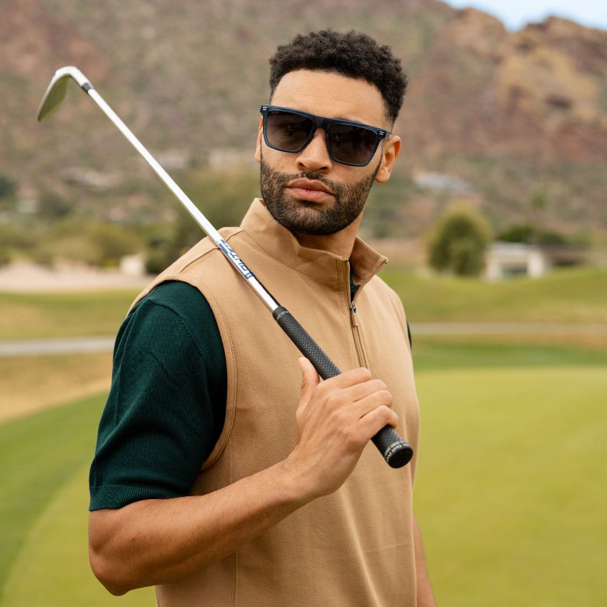 ACE Square Men's Golf Sunglasses in Indigo Blue Grain by WMP Eyewear - PUNCH Watch & Eyewear - WMP Eyewear