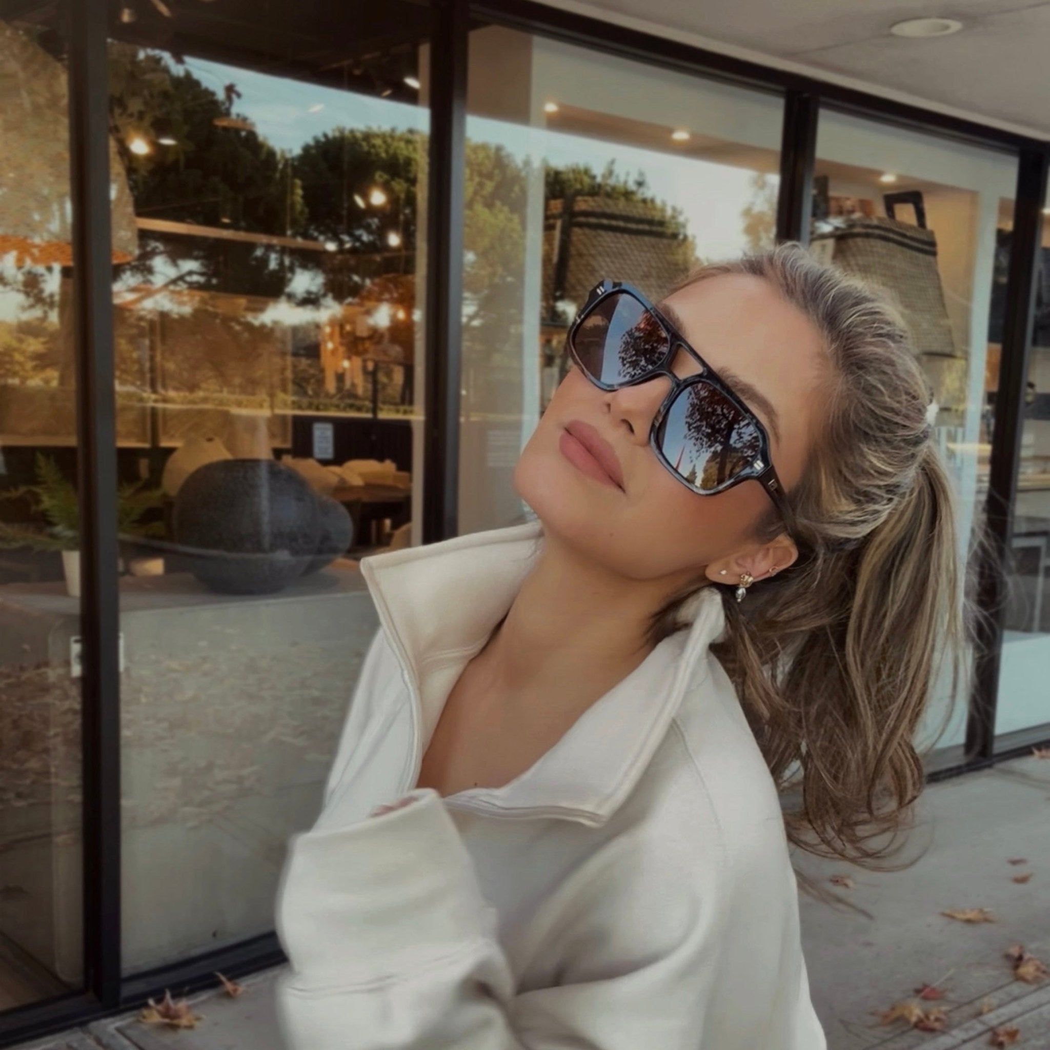 SYDNEY Oversized Retro Aviator Women's Sunglasses in Black Mineral by WMP Eyewear - PUNCH Watch & Eyewear - WMP Eyewear