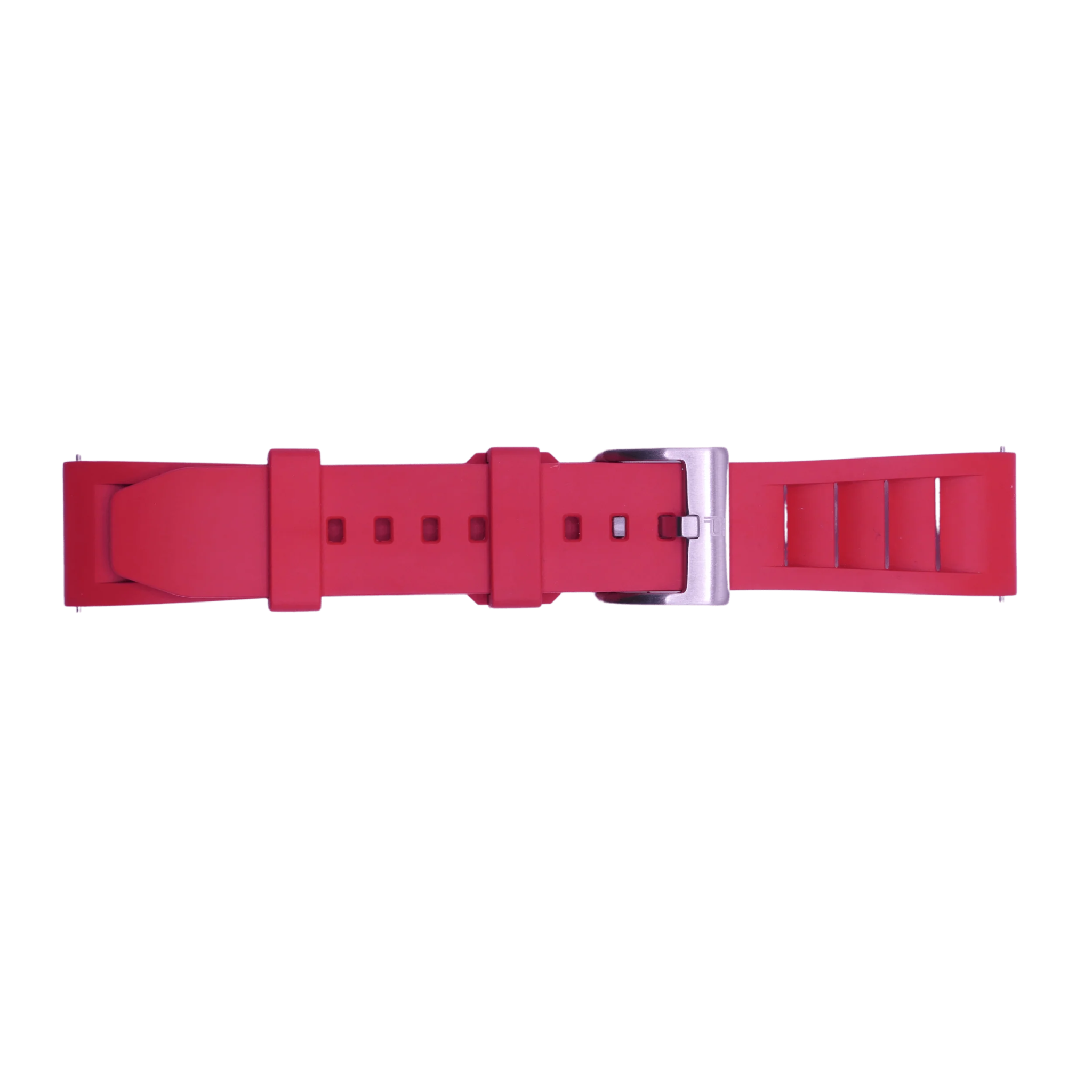 PUNCH SEMPER Red Rubber Watch Strap, Silver Buckle - PUNCH Watch & Eyewear - Punch Watch Design