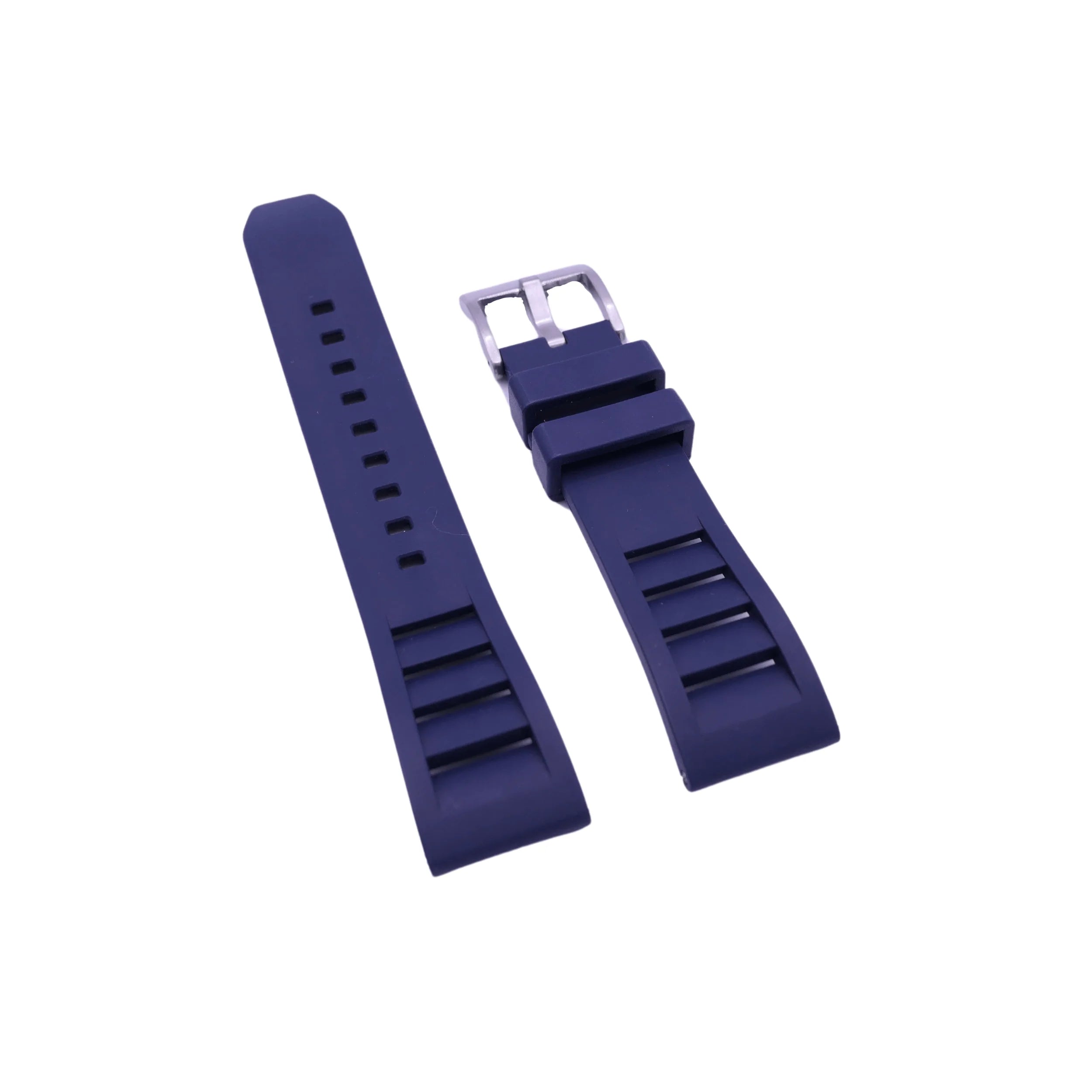 PUNCH SEMPER Navy Blue Rubber Watch Strap, Silver Buckle - PUNCH Watch & Eyewear - Punch Watch Design