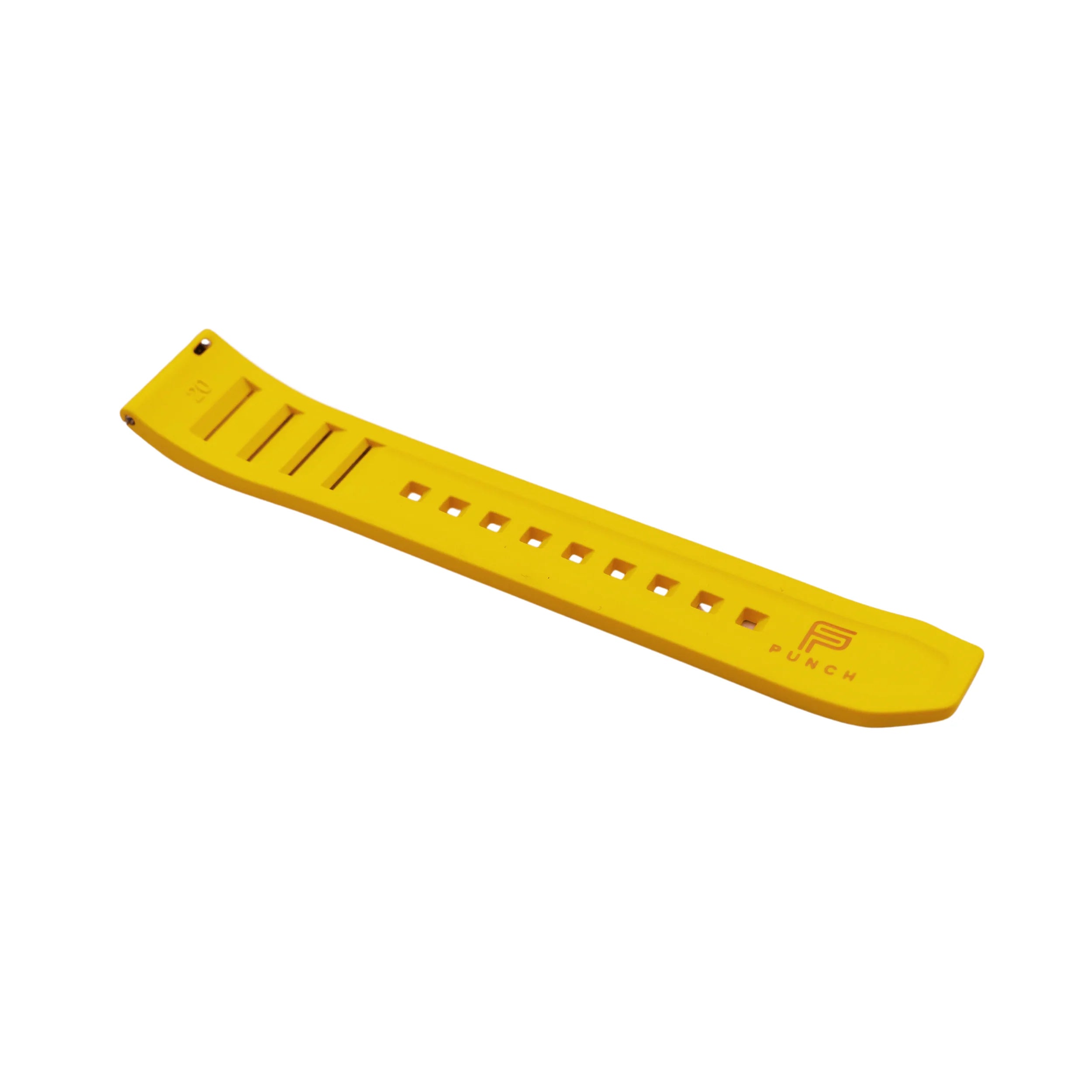 PUNCH SEMPER Yellow Rubber Watch Strap, Silver Buckle - PUNCH Watch & Eyewear - Punch Watch Design
