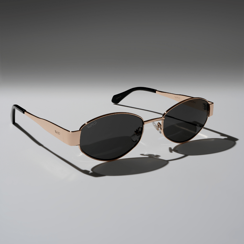 VERONA Oval Thick Framed Women's Sunglasses in Gold, Black by WMP Eyewear - PUNCH Watch & Eyewear - WMP Eyewear