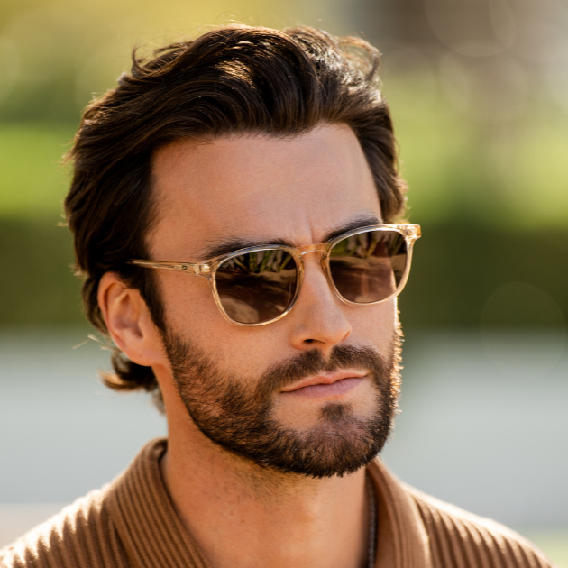 Model-wearing-WMP-Sunglasses-Crystal-Sand-Brown