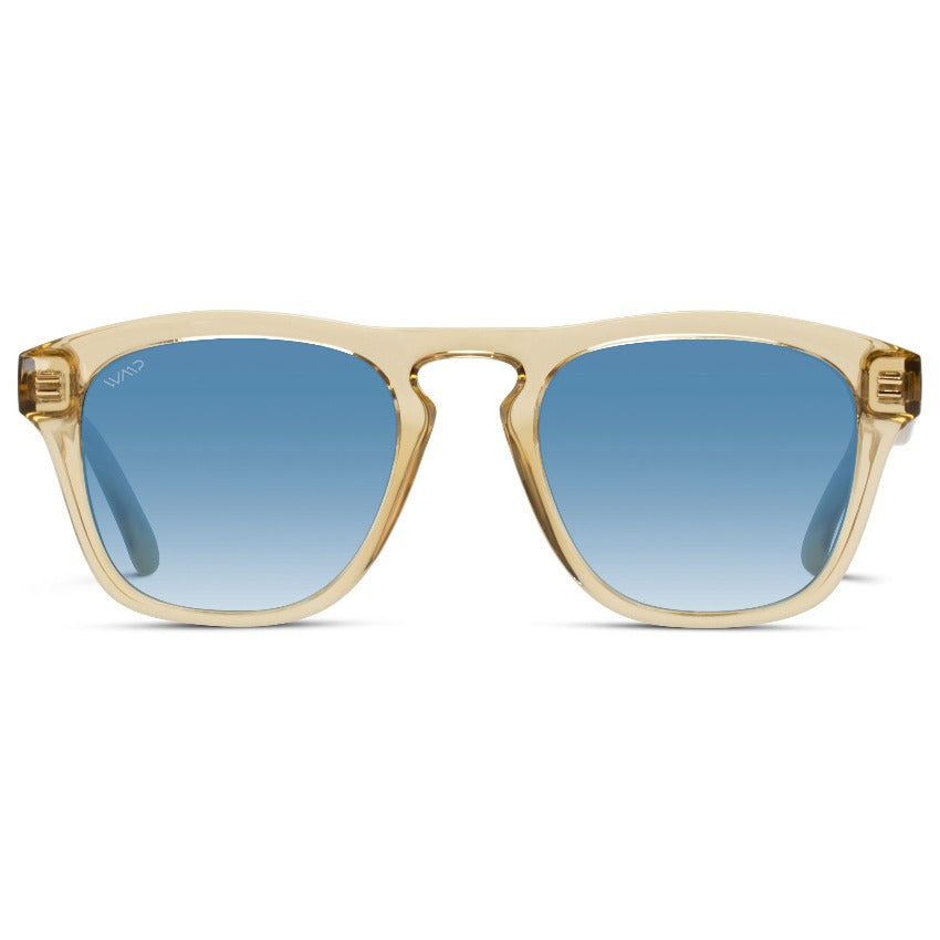 DASH Modern Unisex Sunglasses in Champagne Crystal Blue by WMP Eyewear - Punch Watch Design 