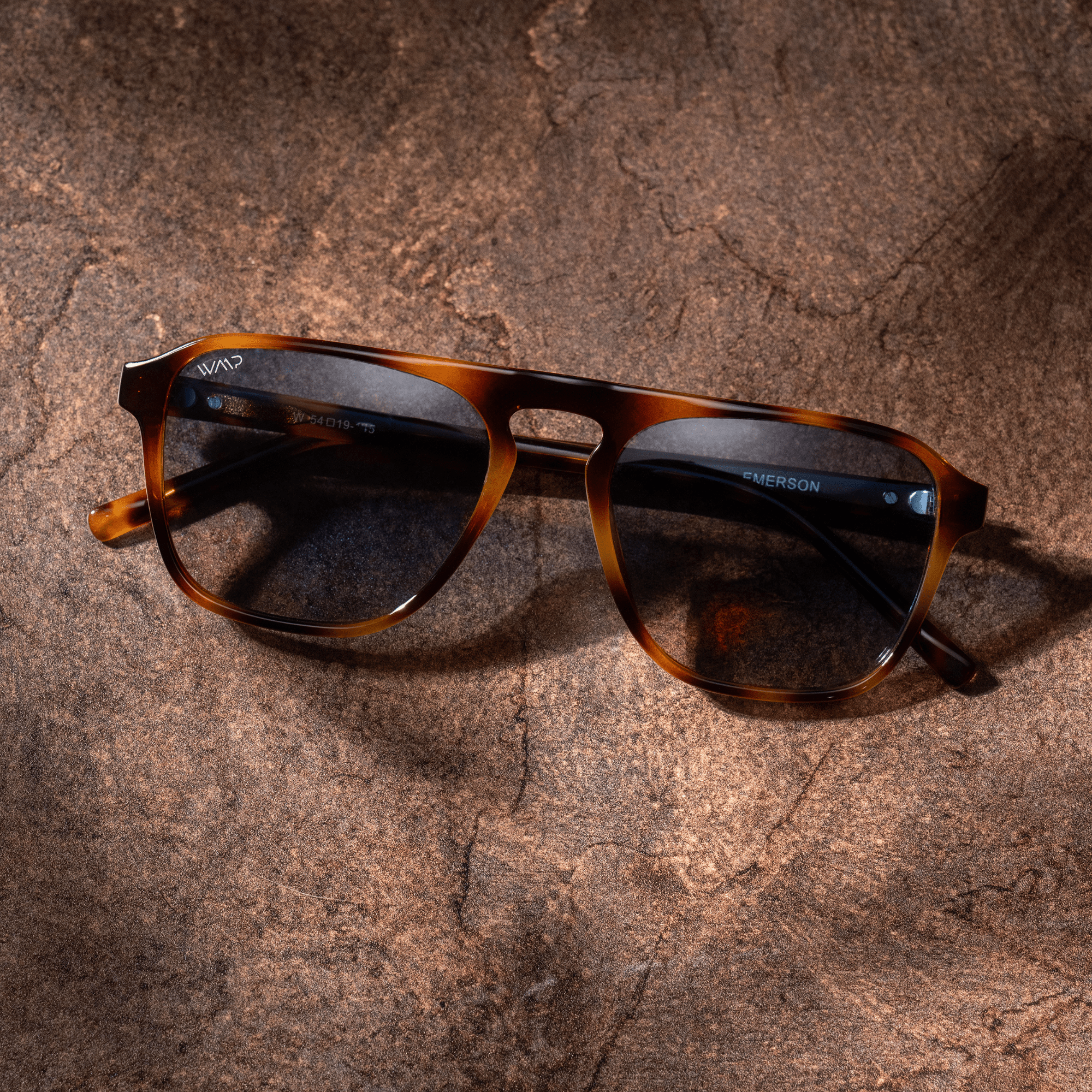 EMERSON Unisex Square Aviator Sunglasses in Brown Tortoise by WMP Eyewear - PUNCH Watch & Eyewear - WMP Eyewear