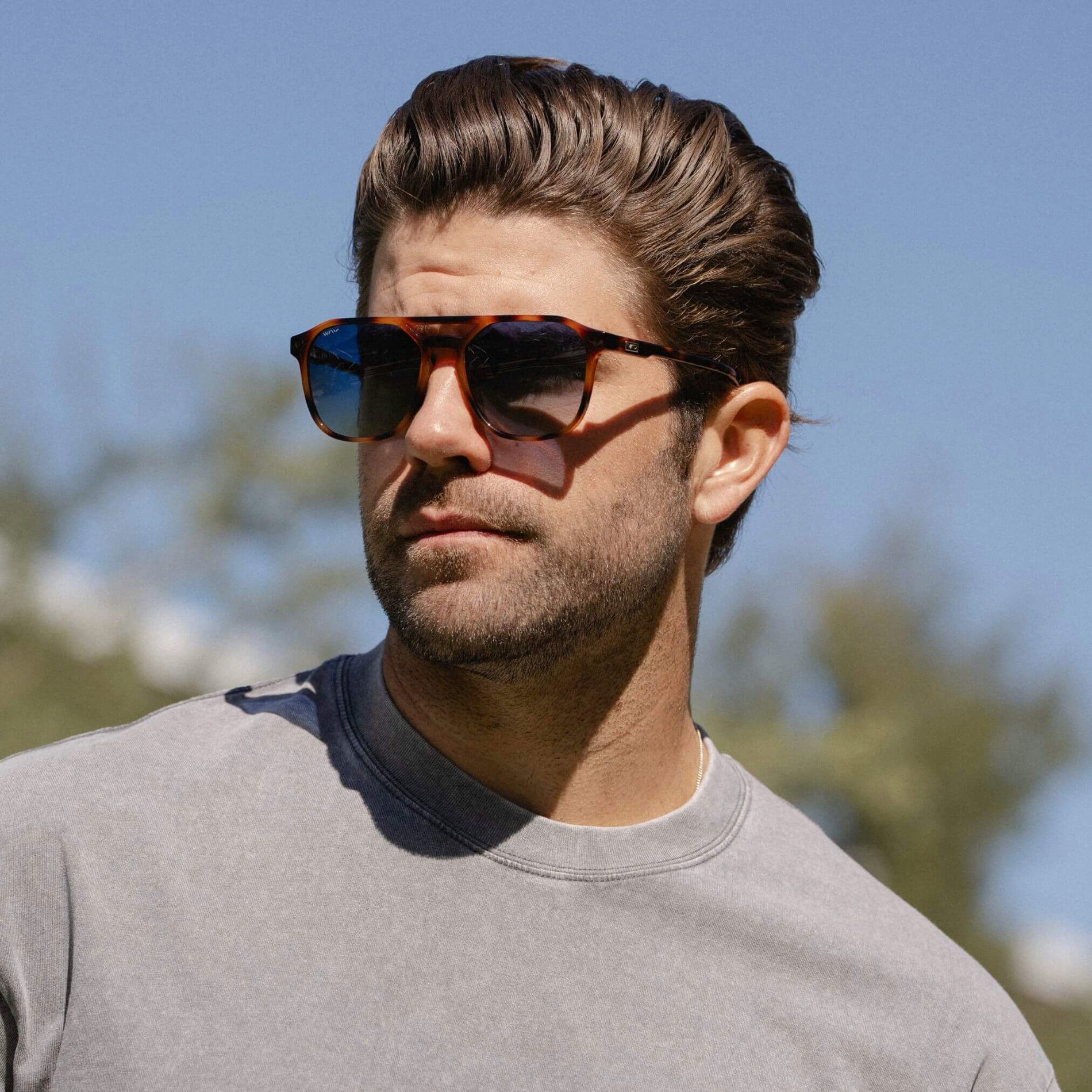 HUNTER Men's Double Bridge Aviator Sunglasses in Whiskey Brown Tortoise by WMP Eyewear - PUNCH Watch & Eyewear - WMP Eyewear