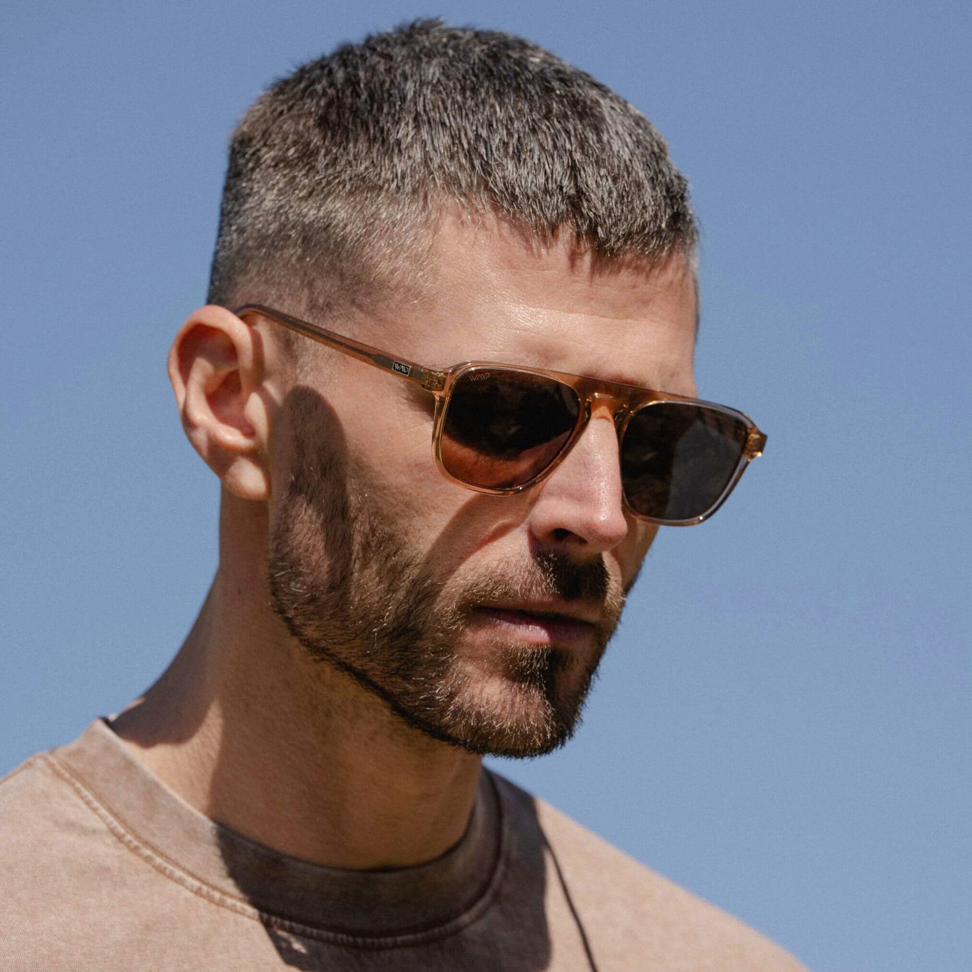 EMERSON Unisex Square Aviator Sunglasses in Crystal Brown by WMP Eyewear - PUNCH Watch & Eyewear - WMP Eyewear