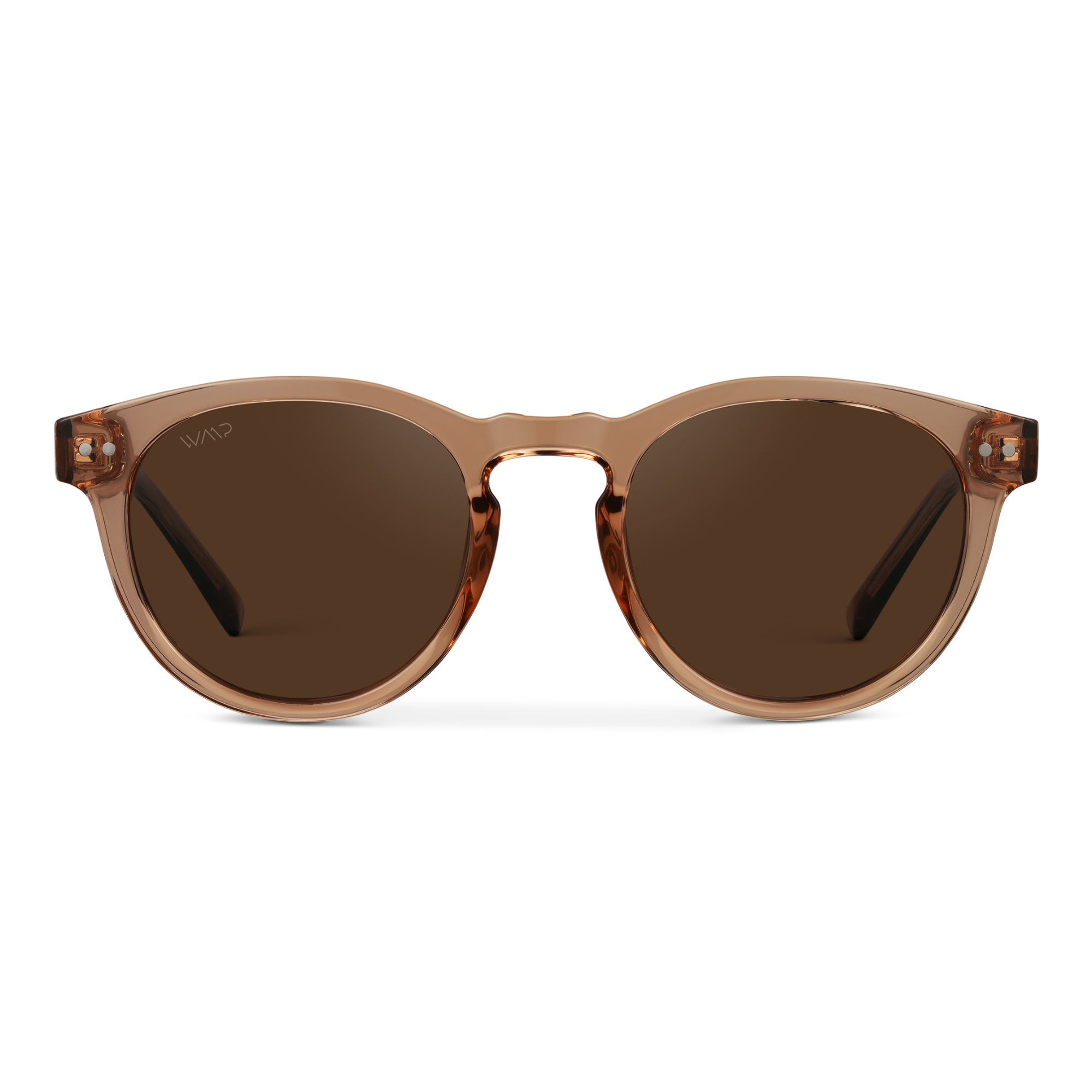 TATE Retro Round Unisex Sunglasses in Light Crystal Brown by WMP Eyewear - Punch Watch Design 