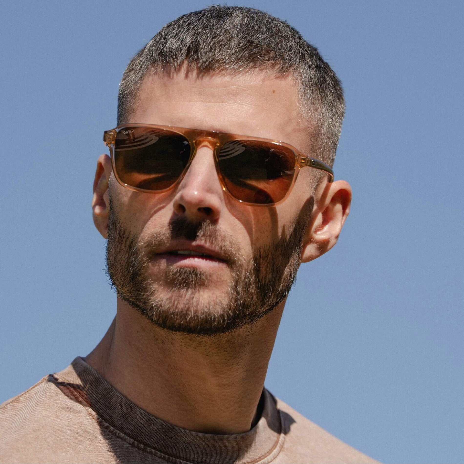 EMERSON Unisex Square Aviator Sunglasses in Crystal Brown by WMP Eyewear - PUNCH Watch & Eyewear - WMP Eyewear