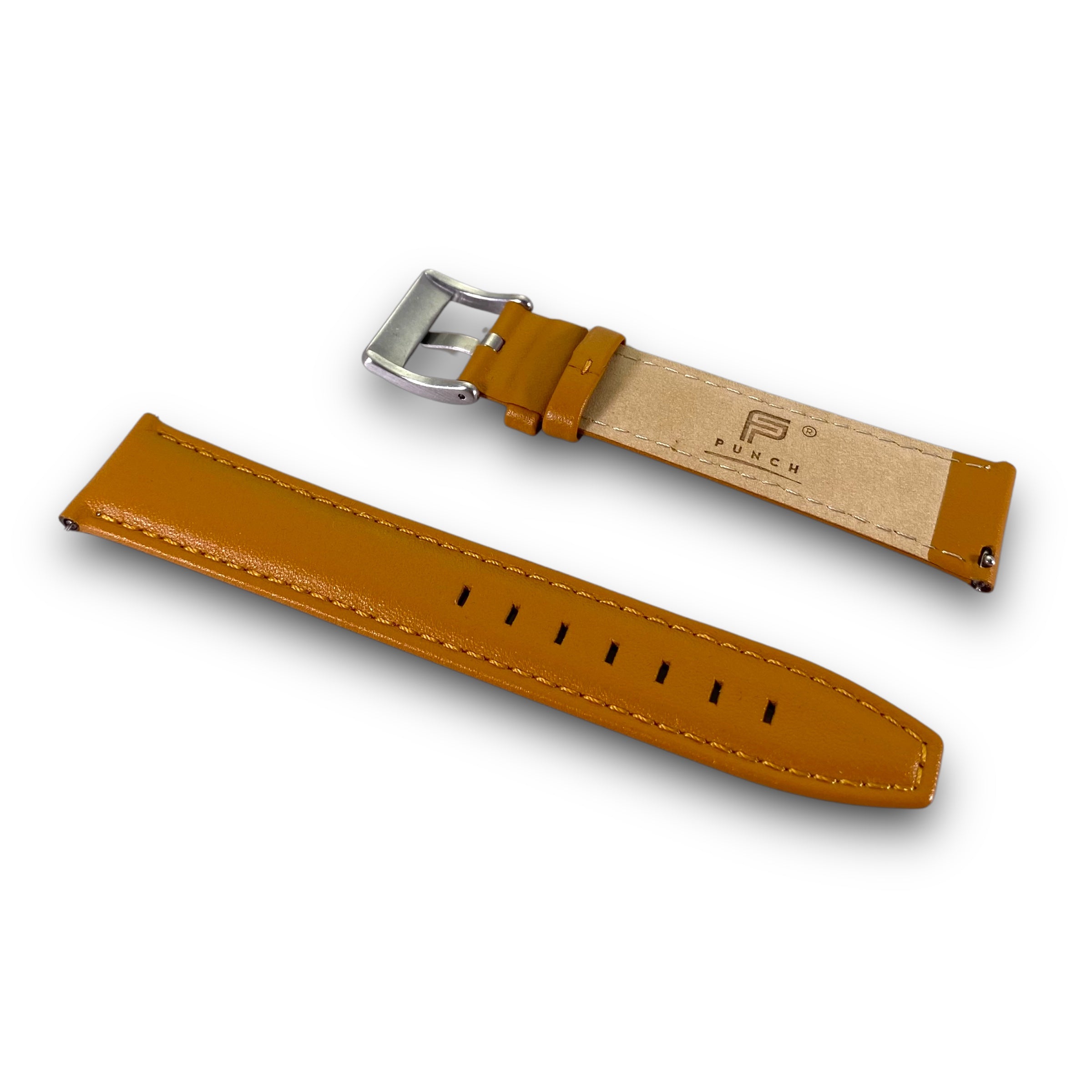 PUNCH Men's Silver & White Automatic Skeleton Watch - Tan Leather Strap - Punch Watch Design 