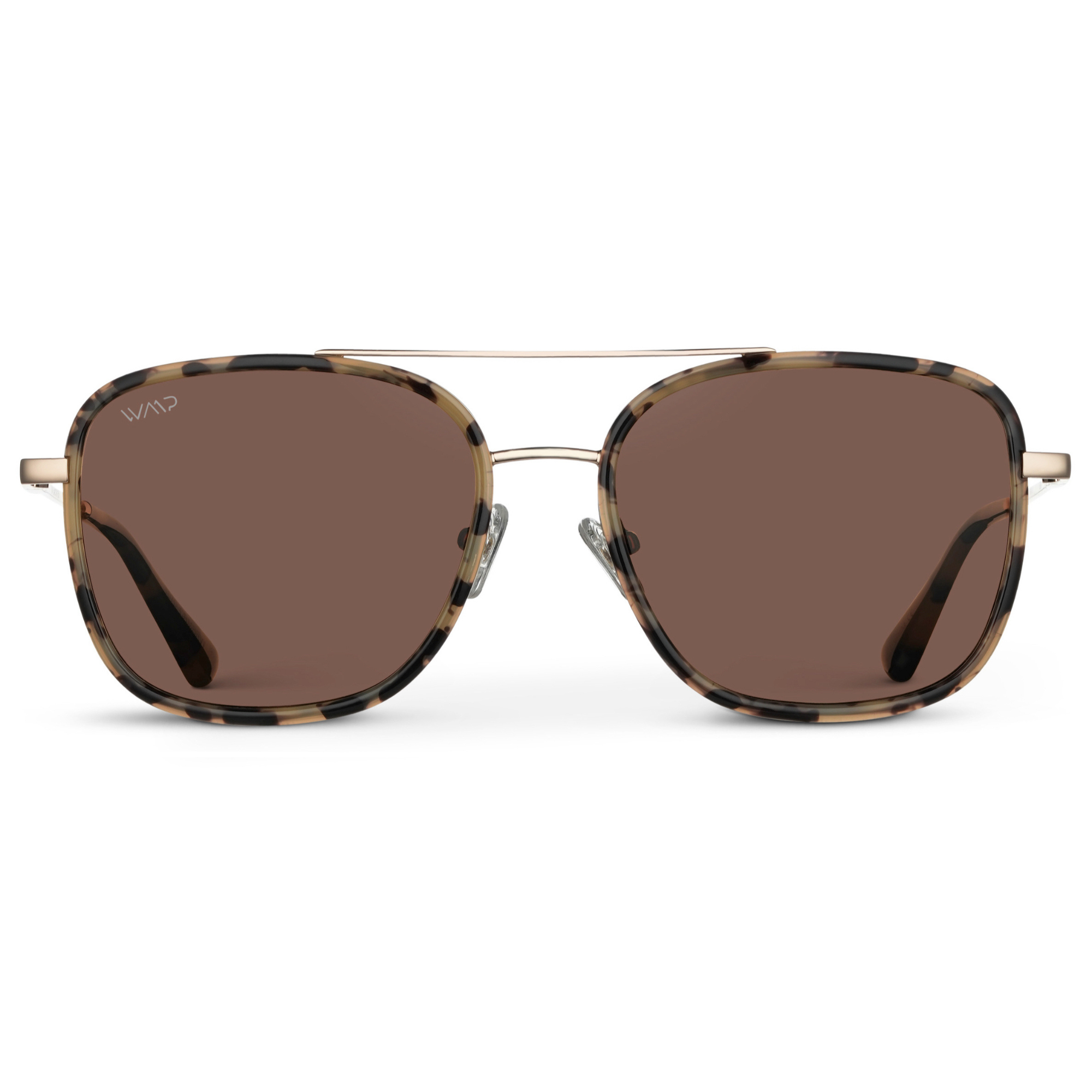 GIA Women's Square Oversized Aviator Sunglasses in Beige Tortoise by WMP Eyewear - Punch Watch Design 