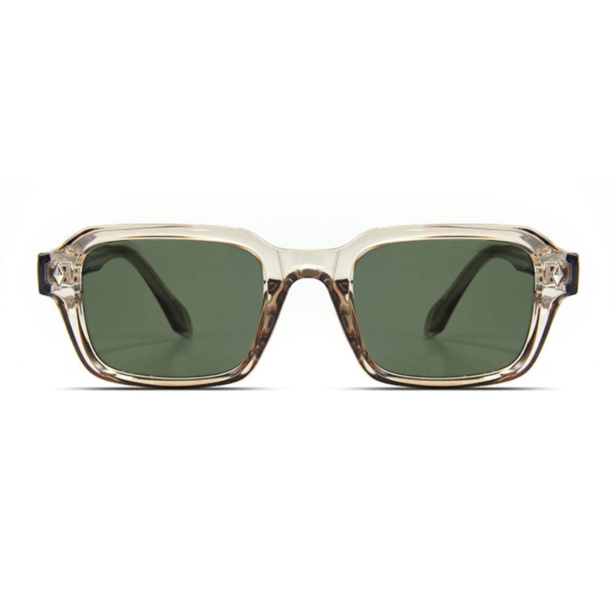 HAV, Essentials Rectangular Sunglasses, Unisex, Champagne, Green Lens by TrueVivid