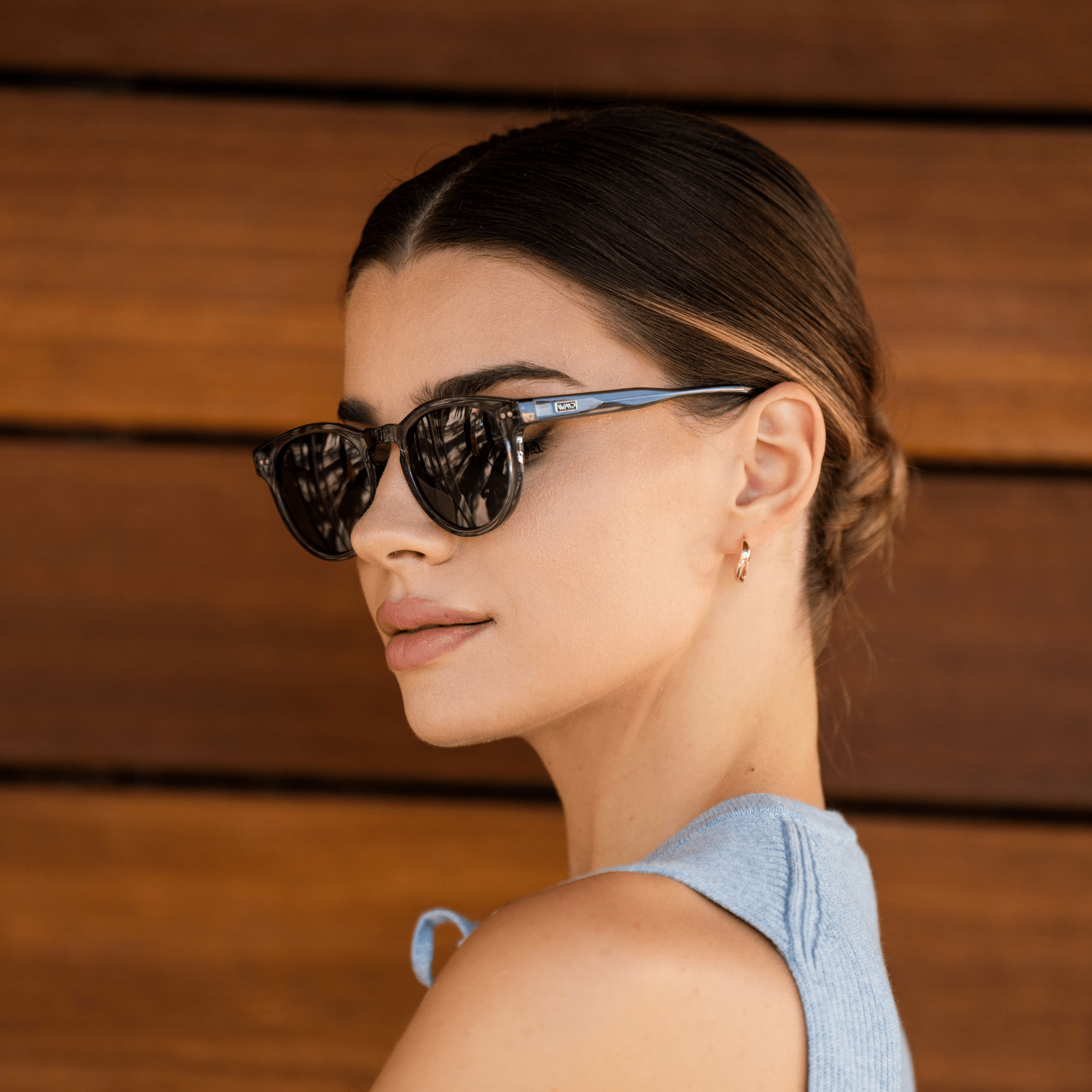 TATE Retro Round Unisex Sunglasses in Crystal Blue by WMP Eyewear - PUNCH Watch & Eyewear - WMP Eyewear