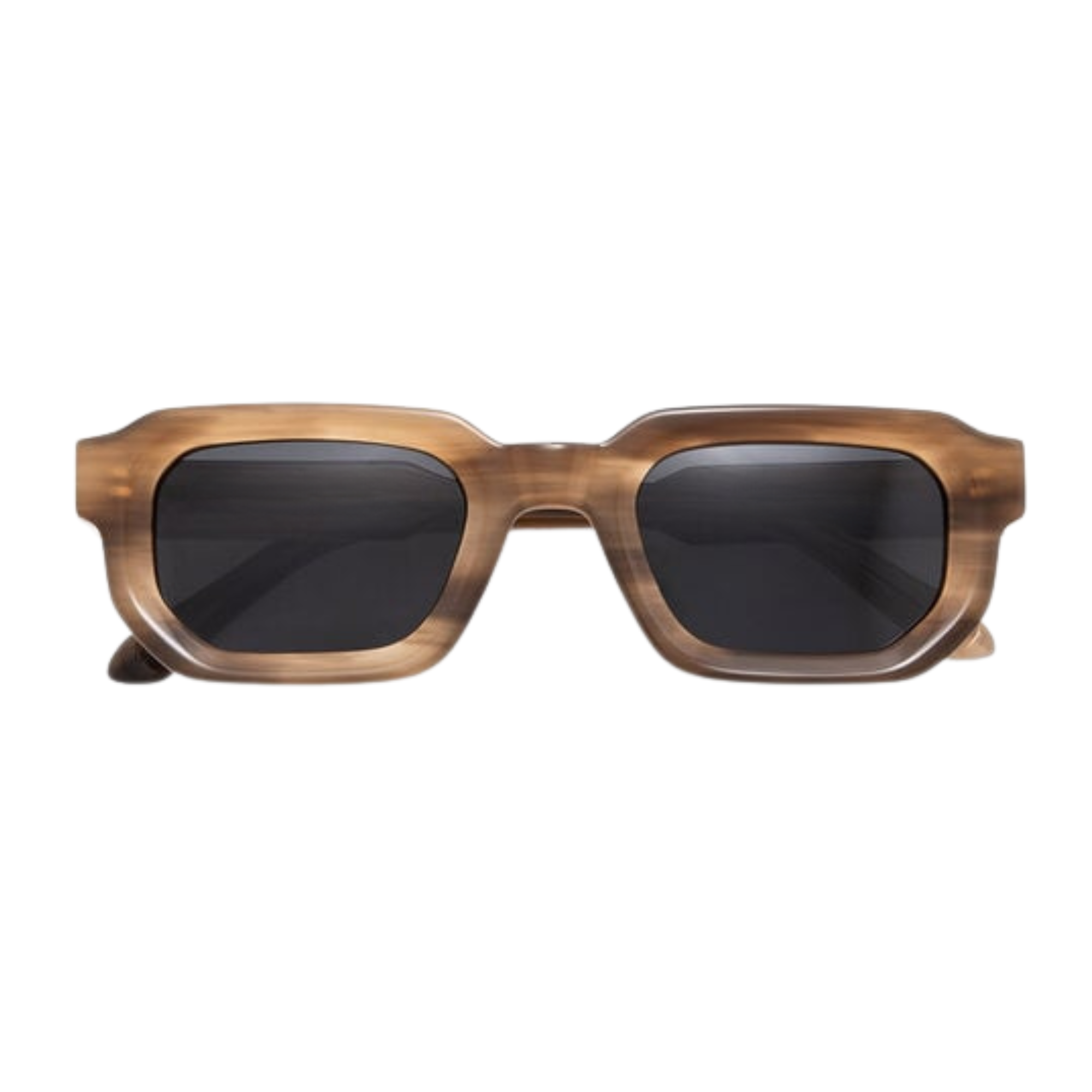 JUNA, Hexagonal Thick Frame Polarised Sunglasses, Unisex, Mocha Fade by TrueVivid