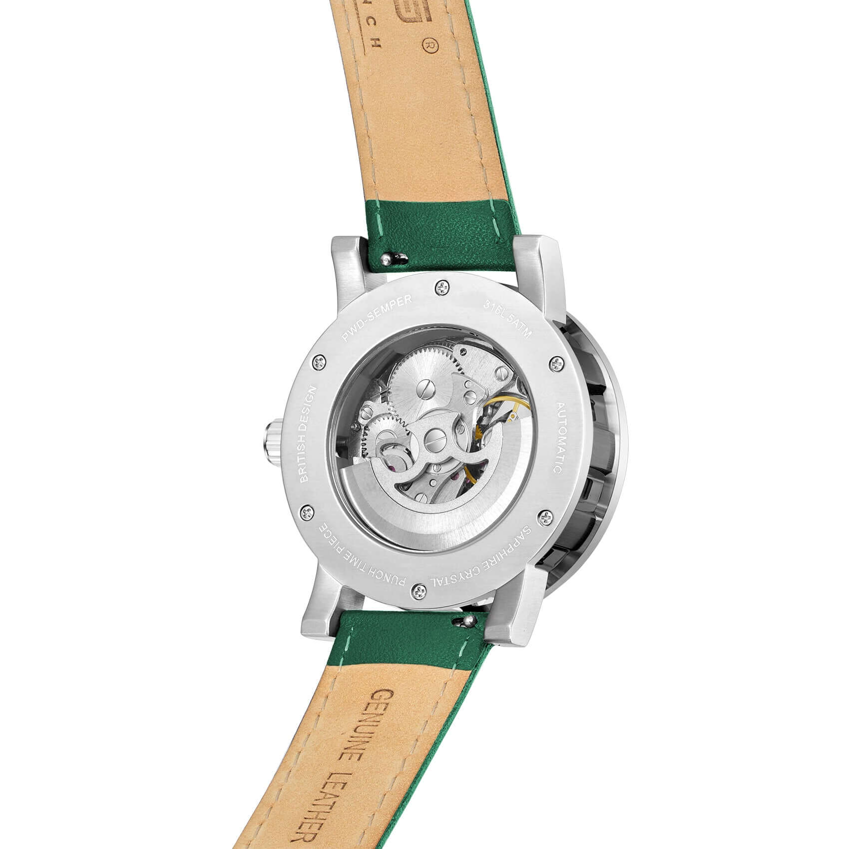 Mens Black Automatic Watch - Green Leather Strap l PUNCH - PUNCH Watch & Eyewear - Punch Watch Design