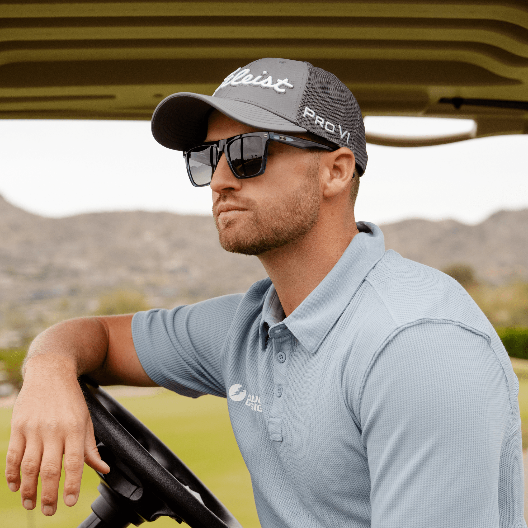 ACE Square Men's Golf Sunglasses in Indigo Blue Grain by WMP Eyewear - PUNCH Watch & Eyewear - WMP Eyewear