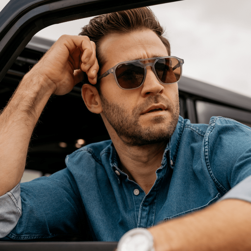 HUNTER Men's Double Bridge Aviator Sunglasses in Moonrock Grey by WMP Eyewear - PUNCH Watch & Eyewear - WMP Eyewear