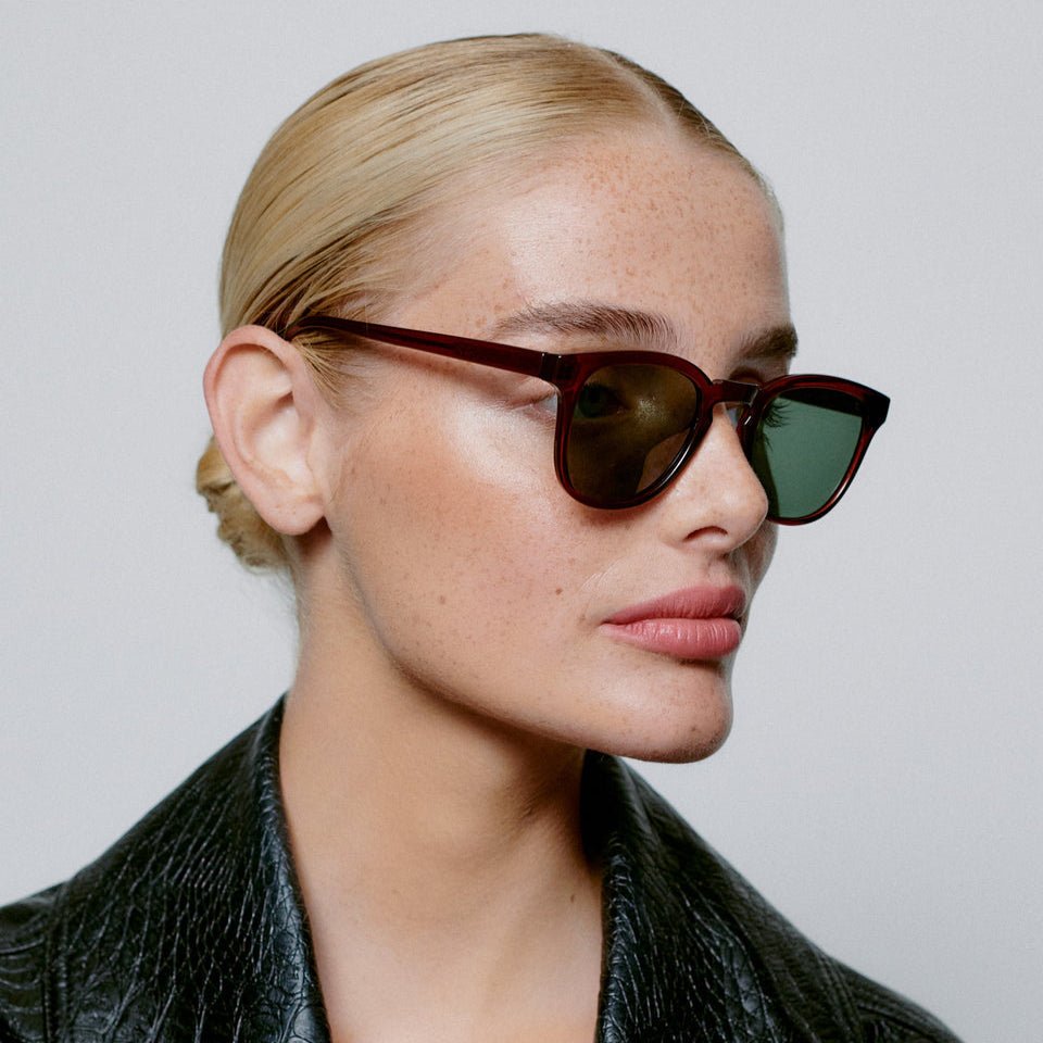 A.KJÆRBEDE (AKJAERBEDE) Bate Sunglasses | Brown, Red Square Frame - PUNCH Watch & Eyewear - A.KJÆRBEDE