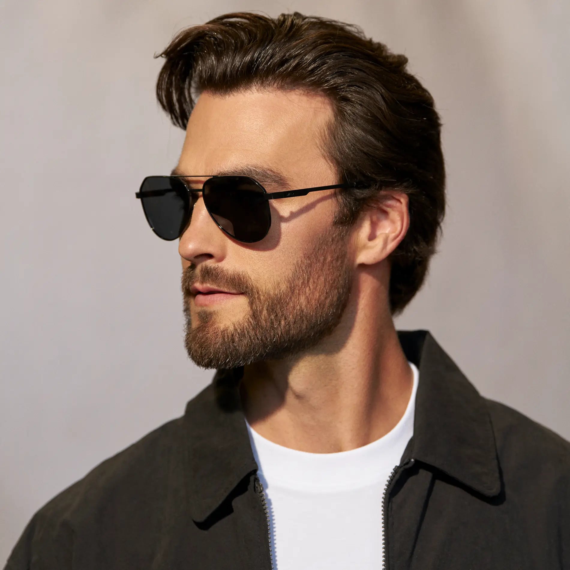AERO Men's Flat Top Aviator Sunglasses - Triple Black l WMP Eyewear