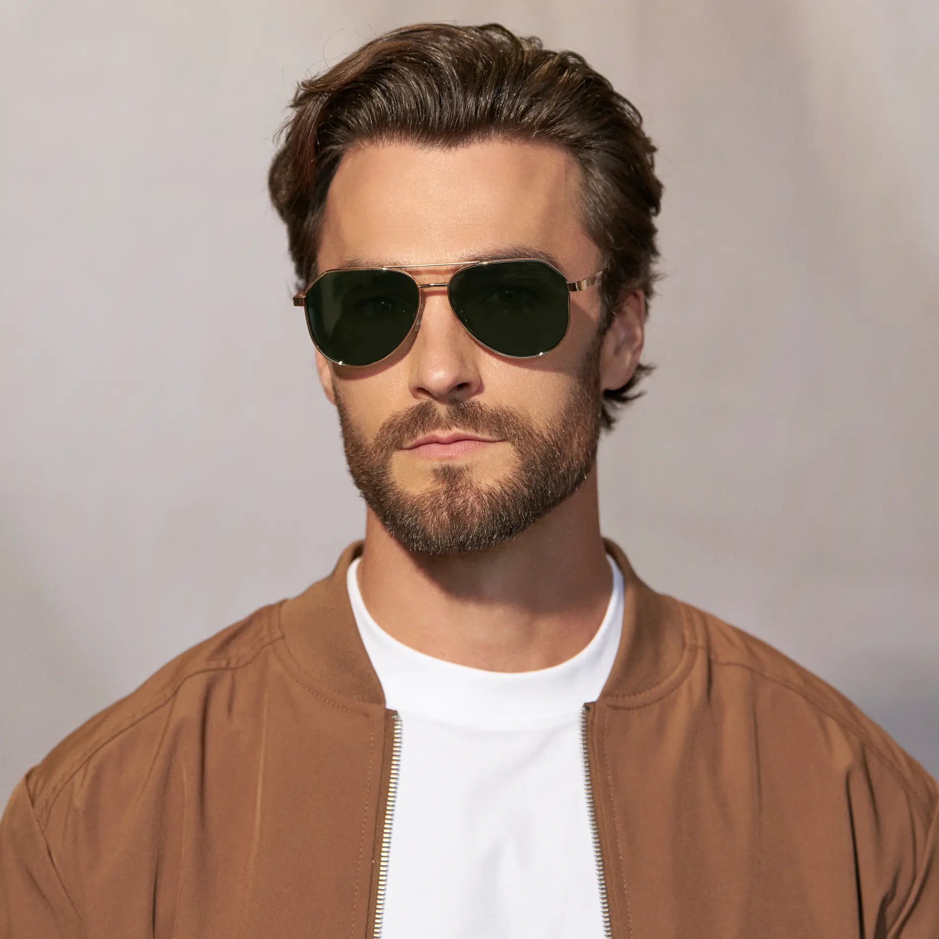AERO Men's - Flat Top Aviator Sunglasses - Gold l WMP Eyewear