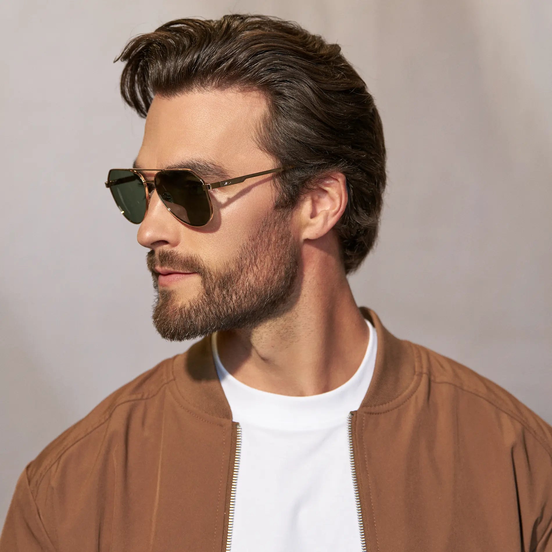 AERO Men's - Flat Top Aviator Sunglasses - Gold l WMP Eyewear