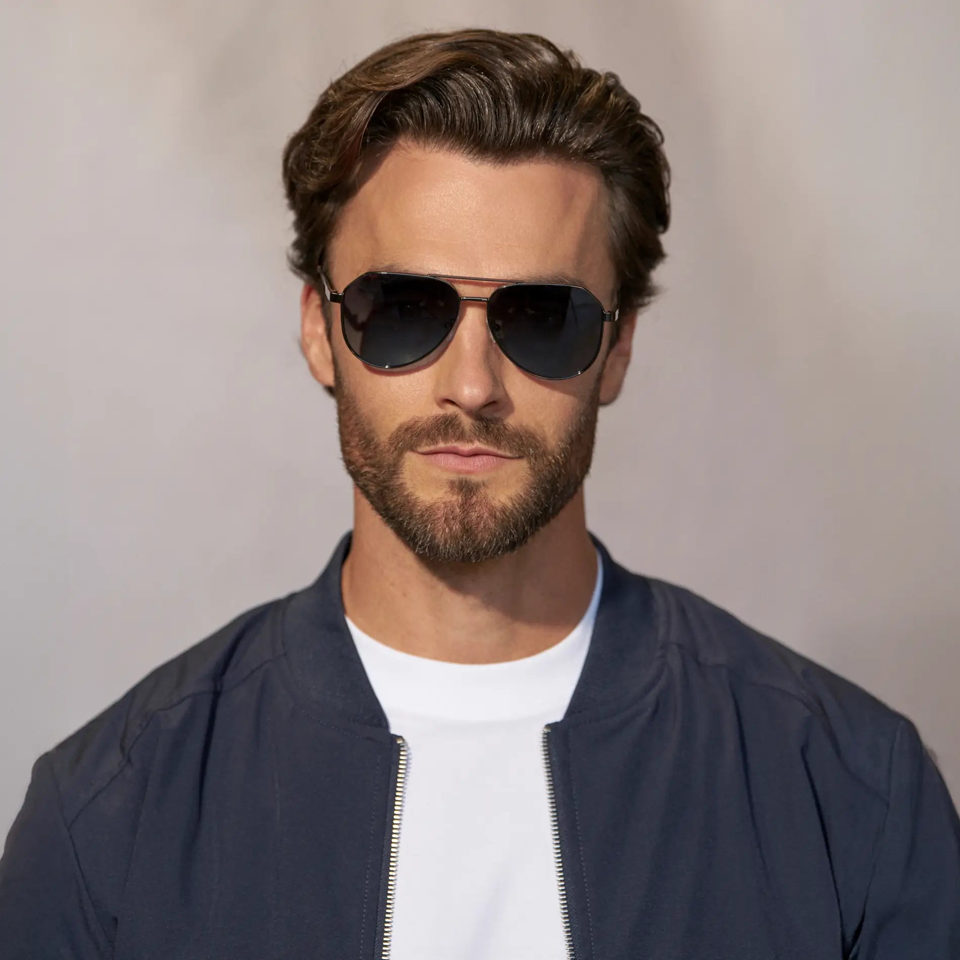 AERO Men's Flat Top Aviator Sunglasses - Gunmetal l WMP Eyewear