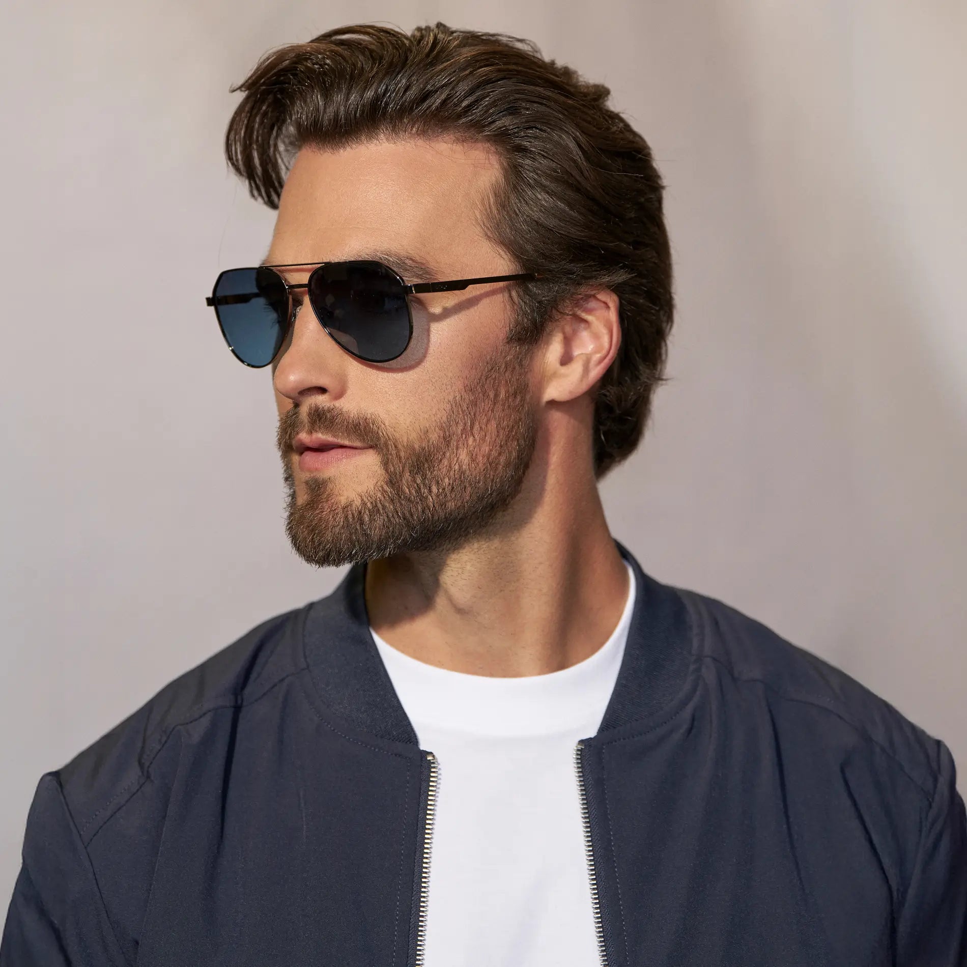 AERO Men's Flat Top Aviator Sunglasses - Gunmetal l WMP Eyewear