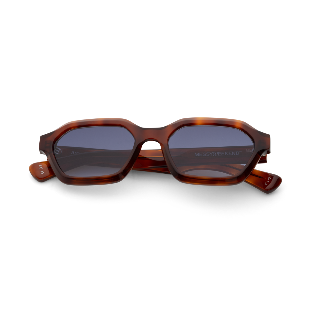 ARO Burnt Havana Deep Blue Gradient Hexagonal Sunglasses fmr Anthony by Messy Weekend