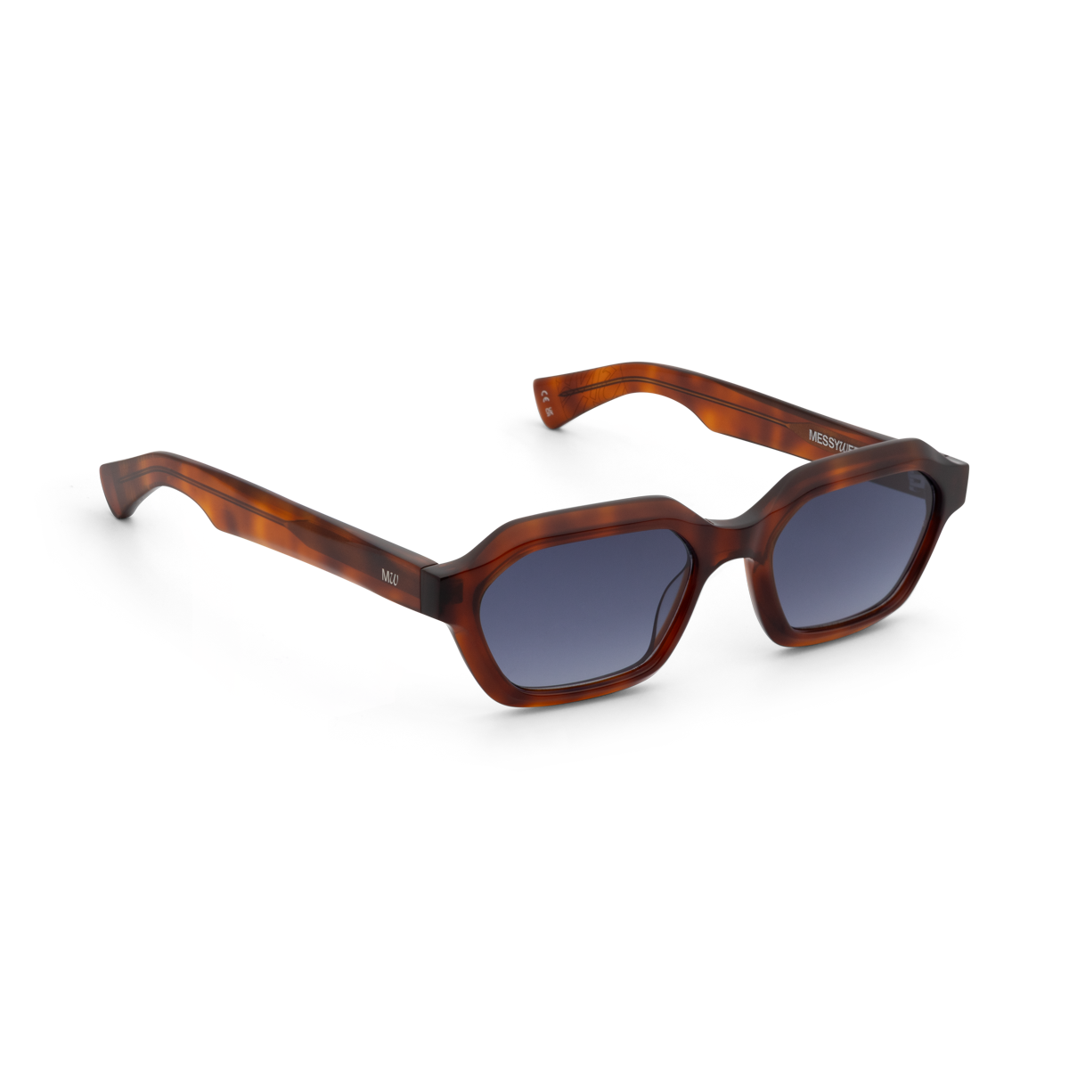 ARO Burnt Havana Deep Blue Gradient Hexagonal Sunglasses fmr Anthony by Messy Weekend