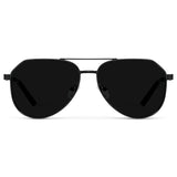 AERO Men's Flat Top Aviator Sunglasses - Triple Black l WMP Eyewear