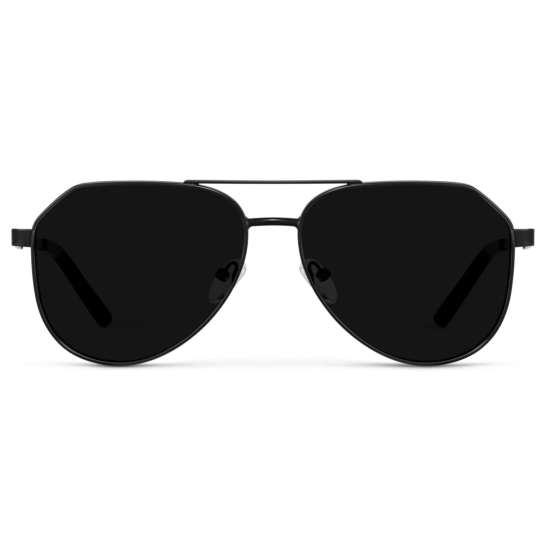 AERO Men's Flat Top Aviator Sunglasses - Triple Black l WMP Eyewear