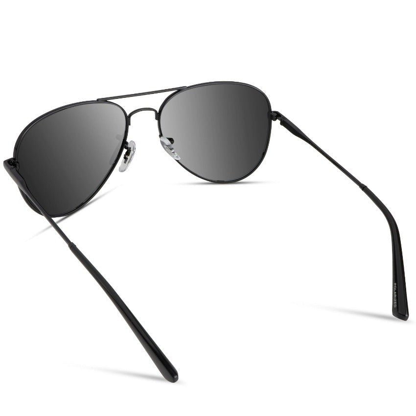 MAXWELL Polarized Unisex Aviator Sunglasses in Full Black by WMP Eyewear - PUNCH Watch & Eyewear - WMP Eyewear