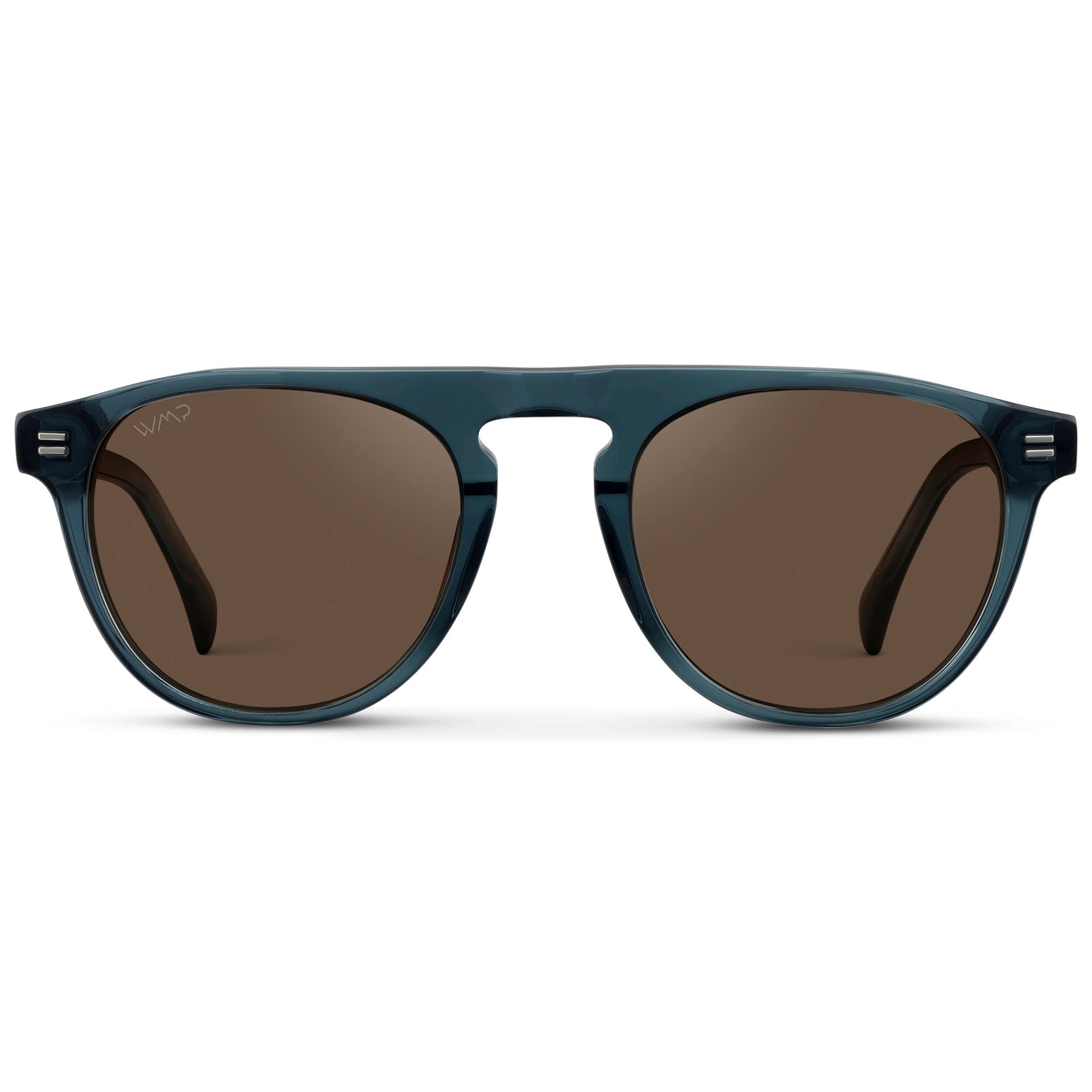 AXEL Men's Rounded Aviator Sunglasses in Crystal Steel Blue by WMP Eyewear