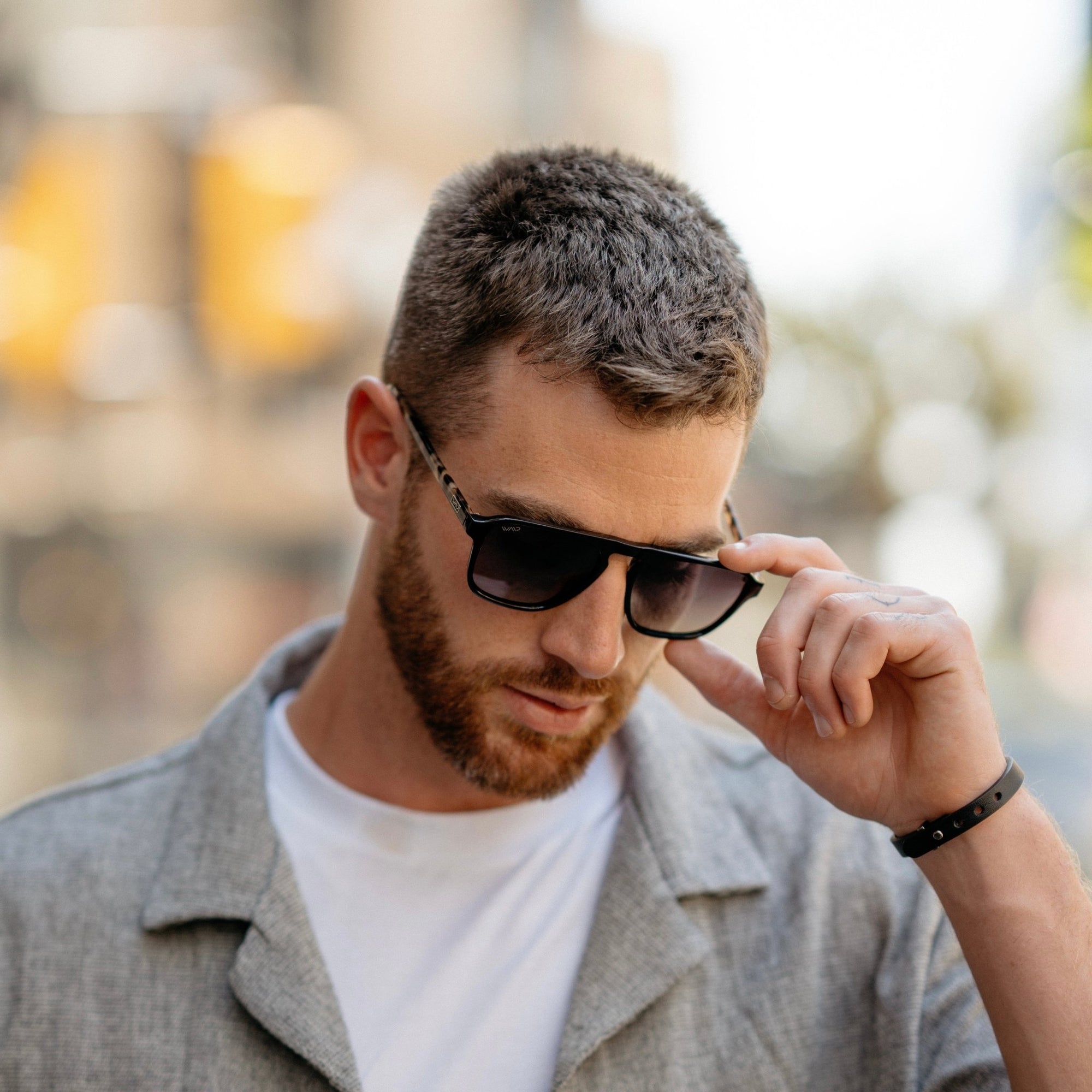 EMERSON Unisex Square Aviator Sunglasses in Black Beige Tort by WMP Eyewear - PUNCH Watch & Eyewear - WMP Eyewear